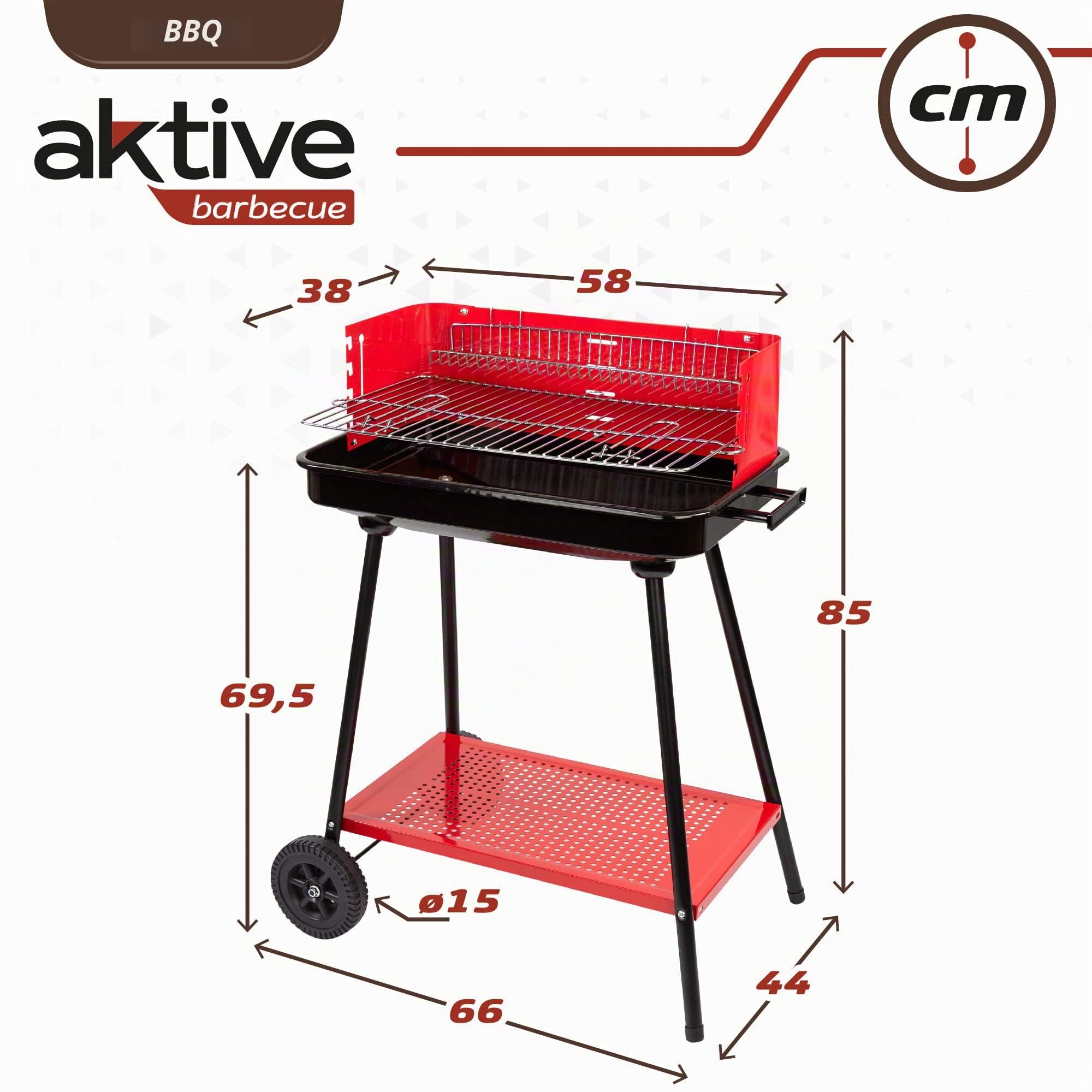 Barbecue portable au charbon de bois pour 4 niveaux Aktive