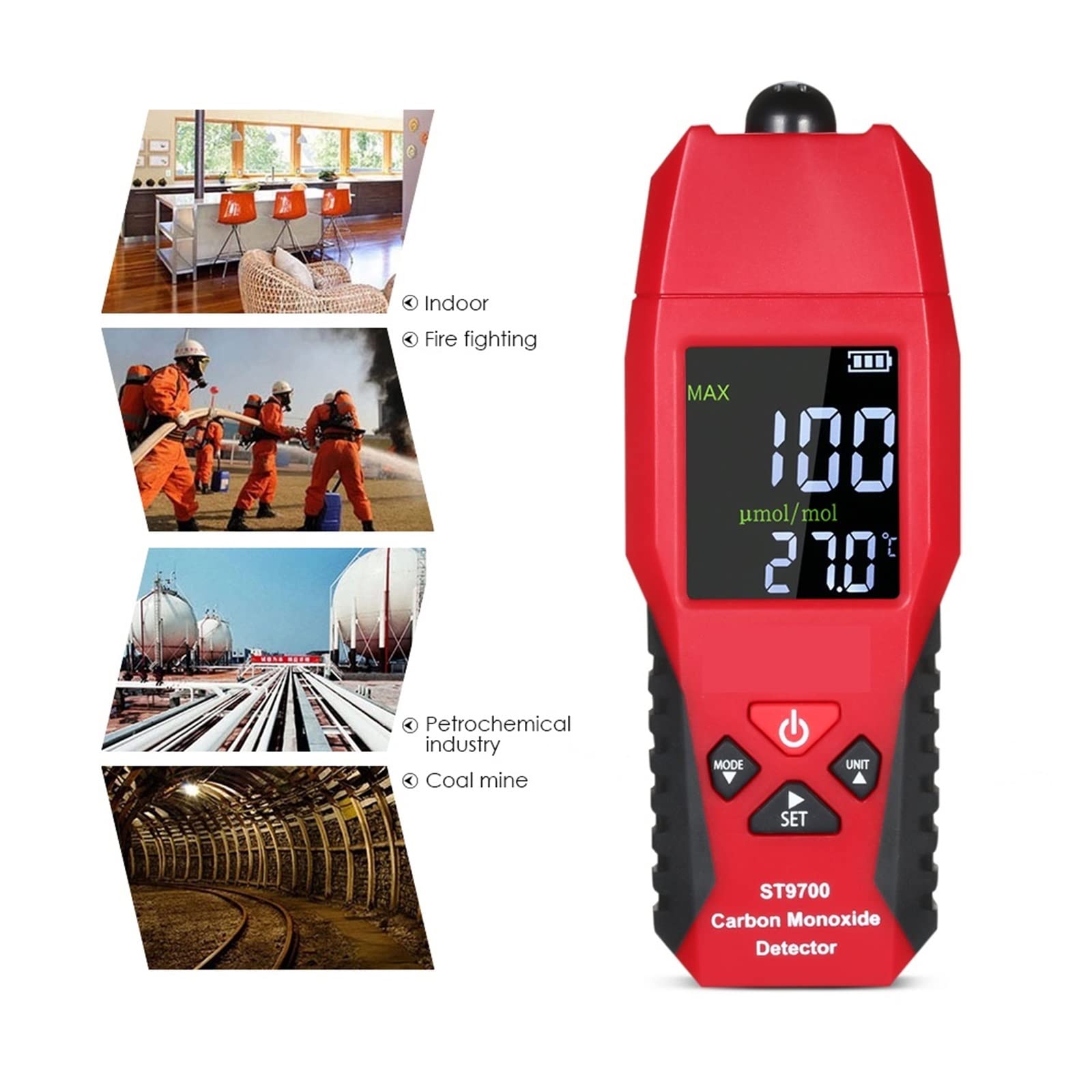 Medidor de monóxido de carbono de mano con pantalla digital CO Gas Air Quality Monitor Monitor Detector Gaugh,Lecturas Precisas