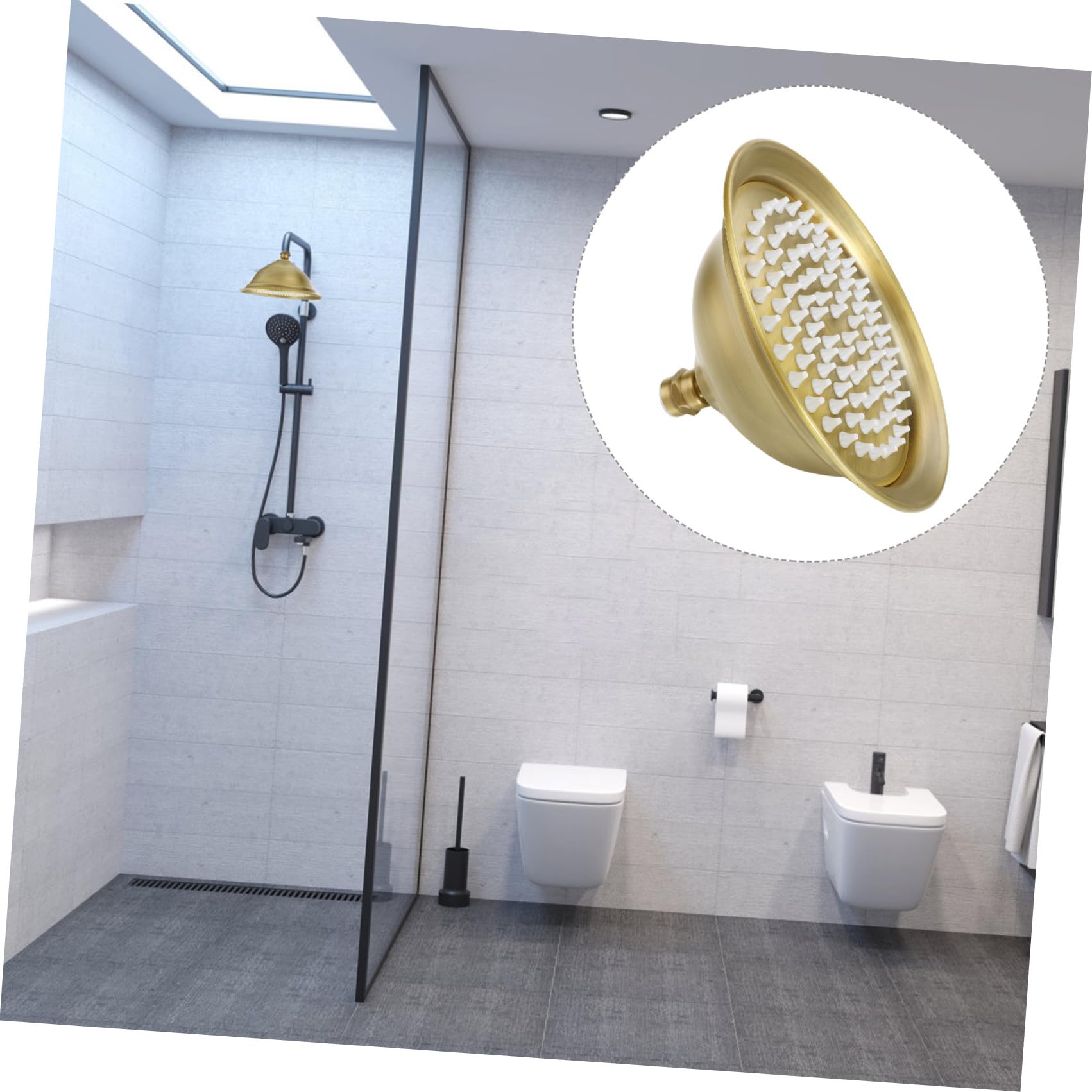 Cabezal Rociador de Techo para Baño Vintage de Acero Inoxidable 8 Pulgadas
