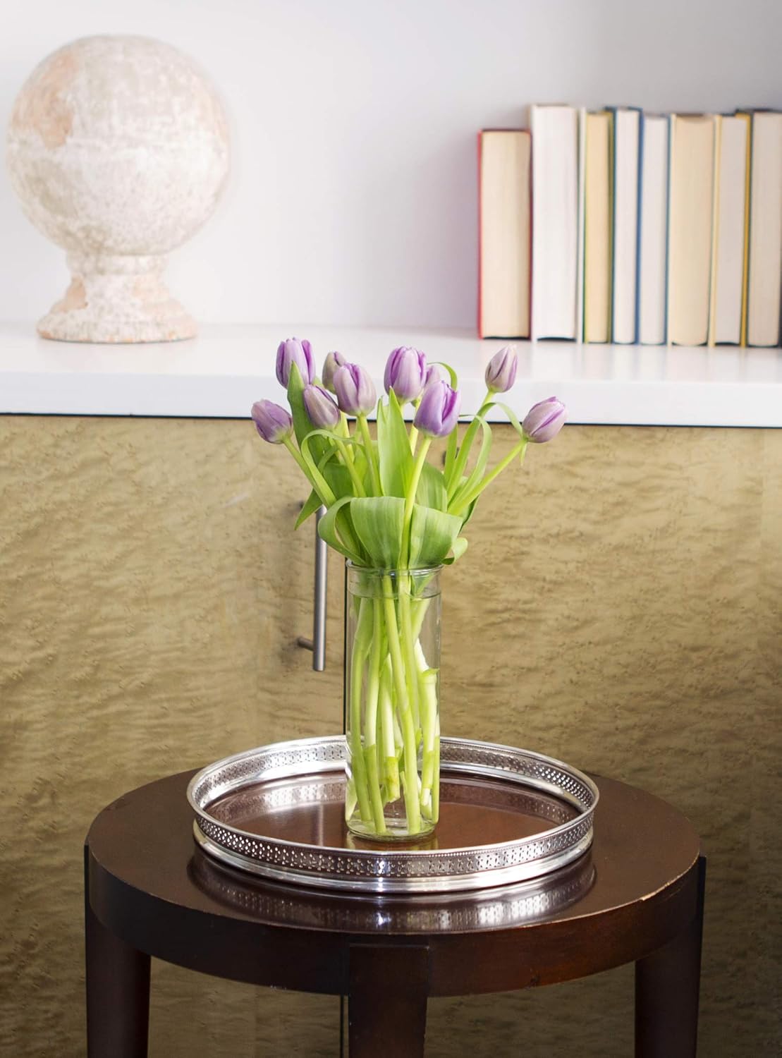 KaBloom - Bouquet of Fresh 10 Purple Tulips with Vase - Fresh Flowers for Birthday, Valentine's & Mother's Day