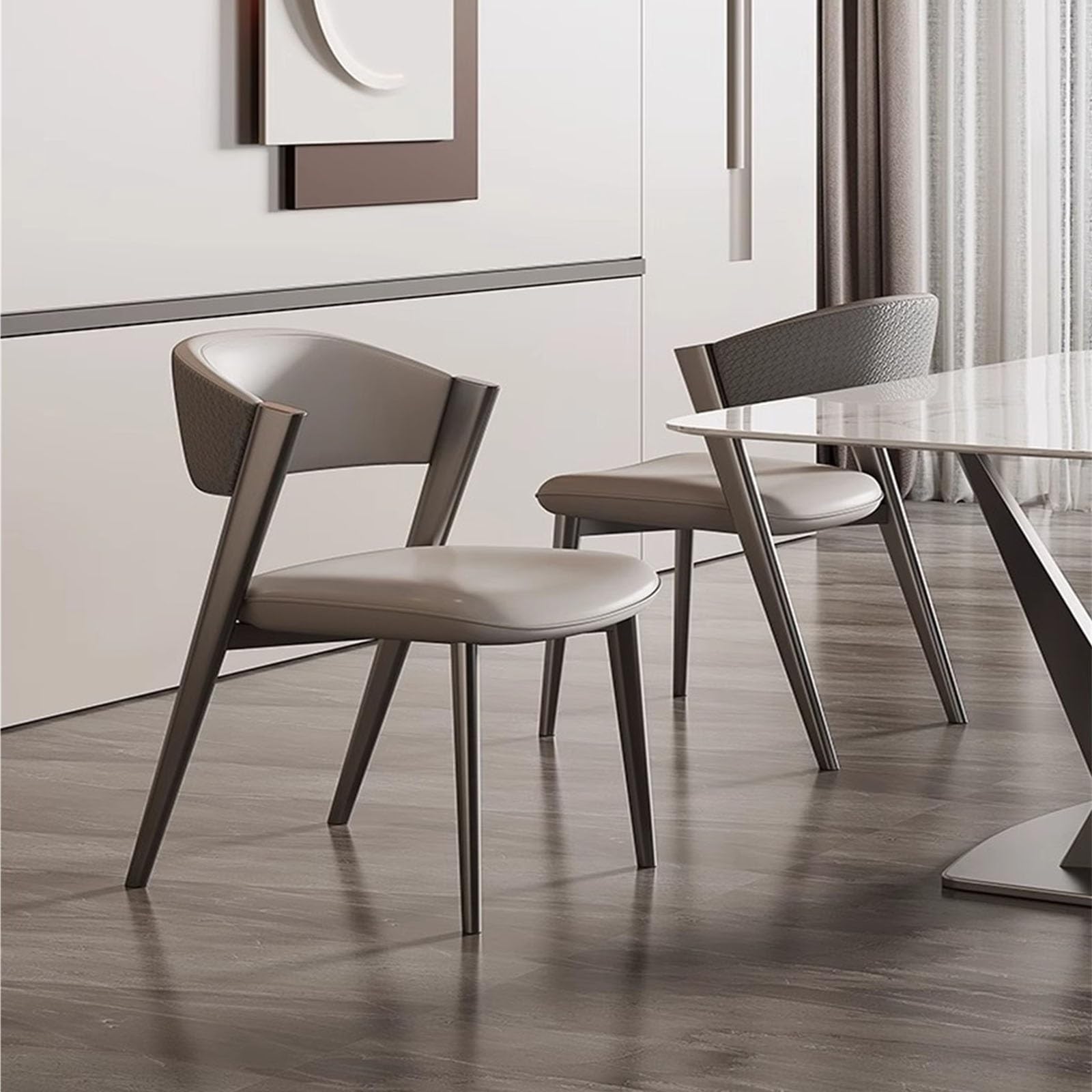 Chaise de Cuisine Chaises de Salle à Manger, Chaise Cuisine en Cuir PU, du Milieu siècle avec Pieds métal, d'invité d'accent rétro for et(Dark Grey)