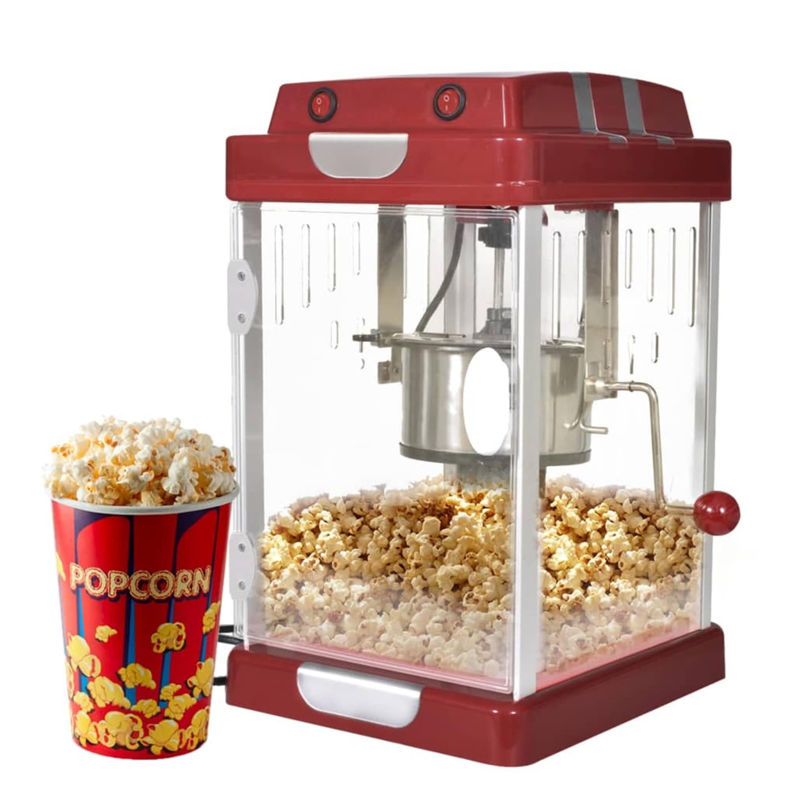 Macchina per Pop Corn Stile Cinema 2,5 OZ-Popcorn Machine,Retro Macchina Pop Corn Compatta,Aria Calda Senza Olio Grasso,Edizione Rossa retrò