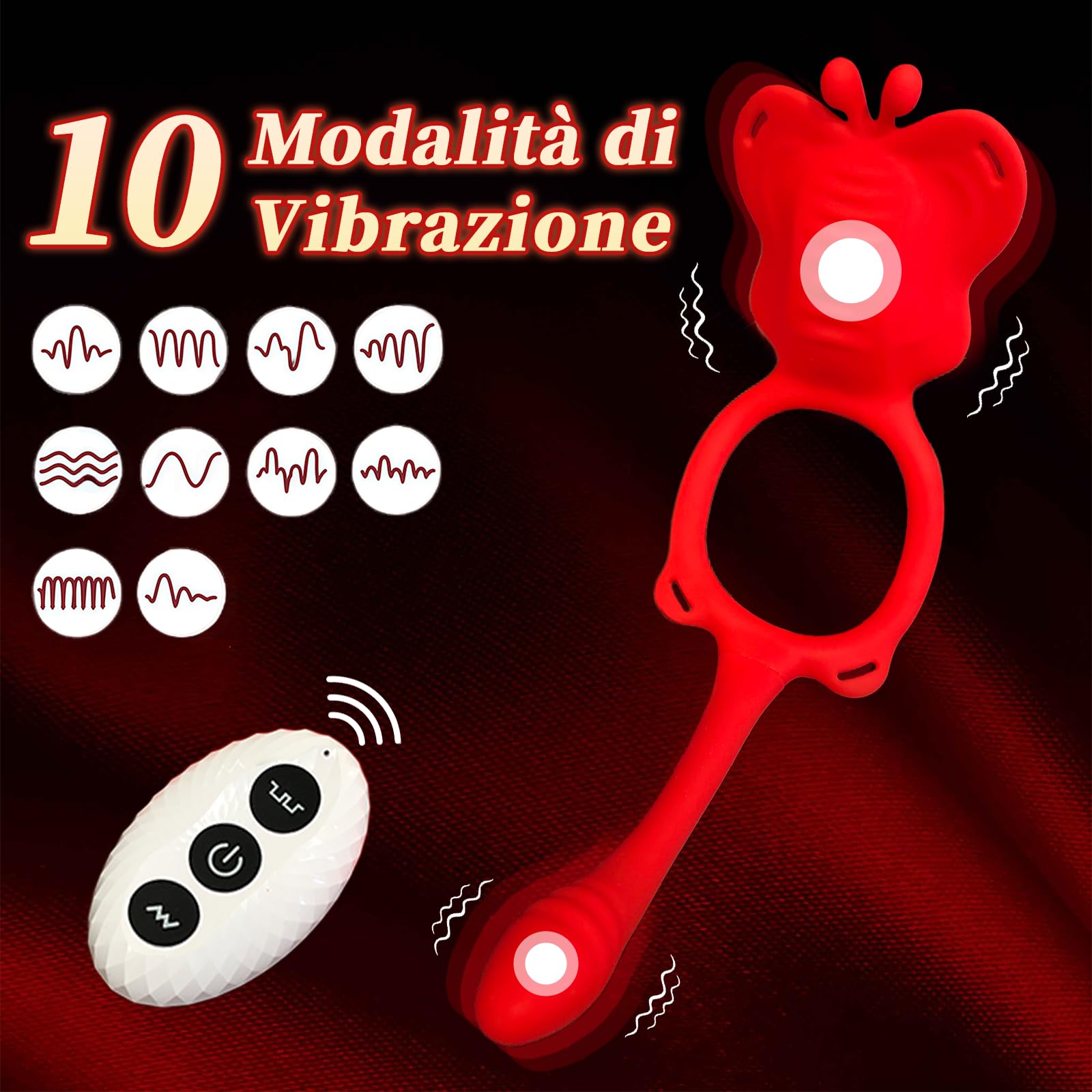 Vibratoreper Donna Stimolatore Clitoride Femminile Professionale Sexytoysys Vibratori Farfalla Coppia Vibratoriper Donne Wireless Mutandine Vibranti Plug Anale Vibrante 10 modalità Strap on, Rosso