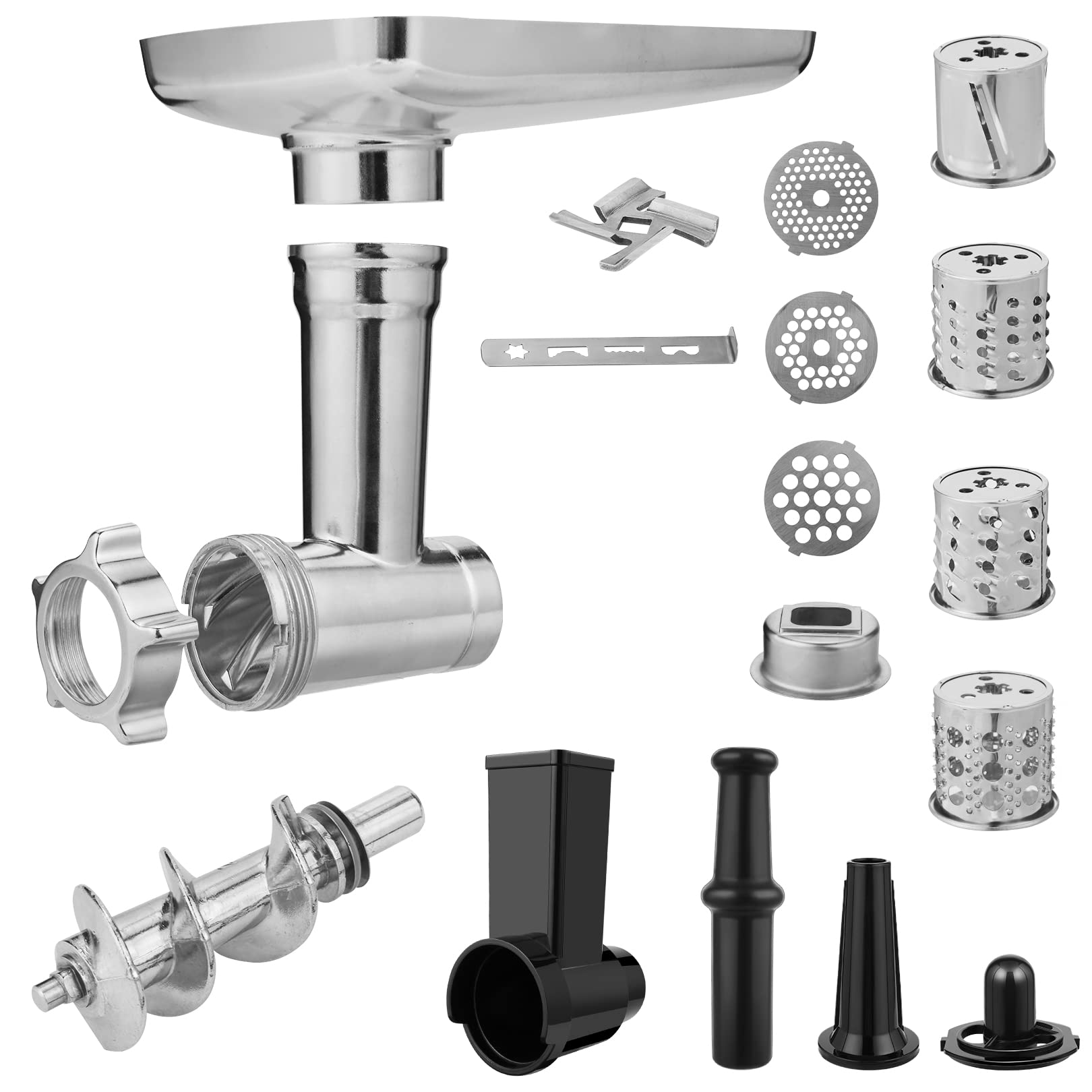 Tritacarne Elettrico Professionale 2000W con Insaccatrice e Accessorio Biscotti | 5 in 1 Macchina per Macinare Carne con 3 Dischi, 4 Lame e Accessori per Salsicce, Kibbe, Verdure e Dolci