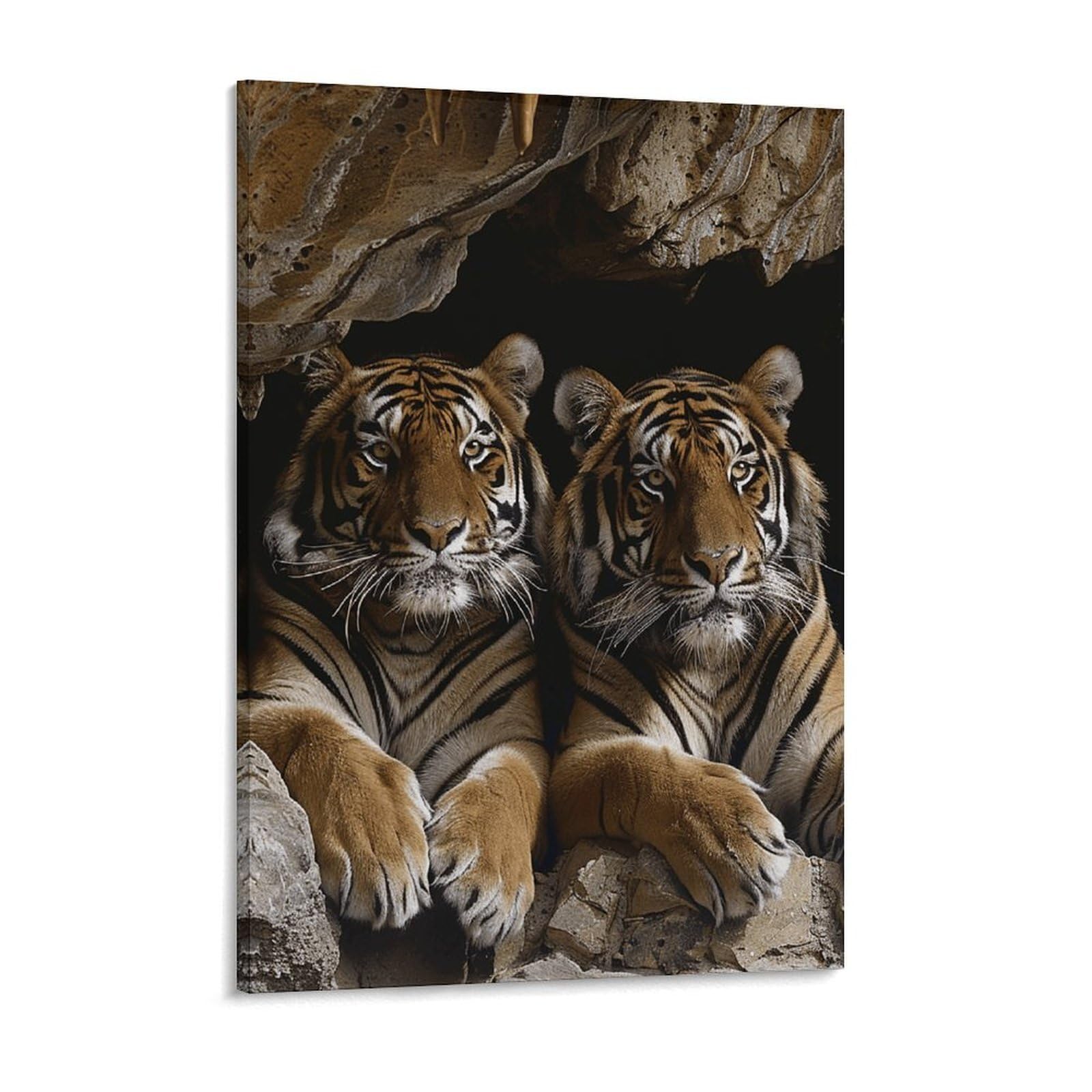 NTVOWPZO Tiger in Cave Canvas Wall Art for Bedroom 18x24inch Canvas Prints Artwork for Walls Modern Picture Artwork Painting for Living Room Aesthetic Wall Paintings for Bathroom Kitchen Office Decor