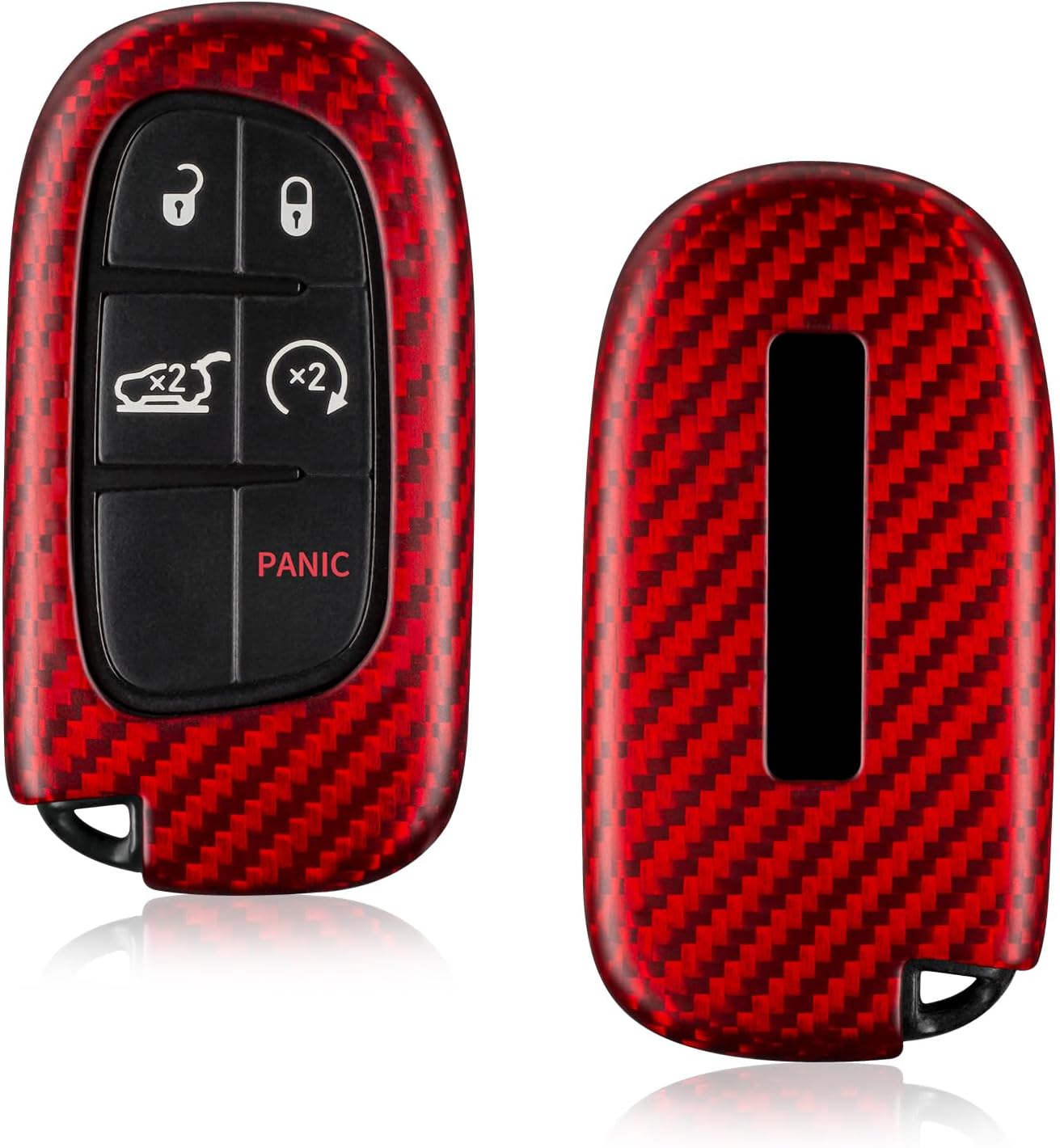 T-carbon Key Fob Cover Compatible with Jeep Cherokee 2016-2022, Car Key Case Fits for Jeep Grand Cherokee Wrangler Compass Renegade Patriot Grand Comander Chrysler 300 2016 2017 2018(Matte Red)