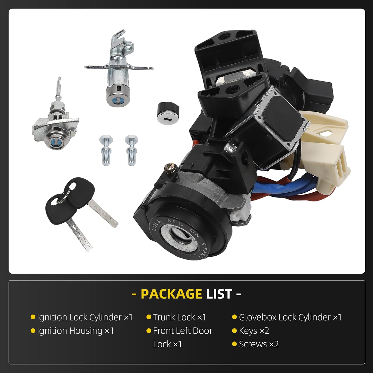 Ignition Lock Switch Assembly with Door/Trunk/Glovebox Locks & Keys Compatible with Hyundai Sonata 2015-2019 Replaces 81905-C2510 81900-C1A00 81900-C1B00 Complete Ignition Lock Cylinder Housing Kit