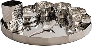 Indian Art Villa Stainless Steel Hammered Design 9 Pcs. Thali Set – 13 I...