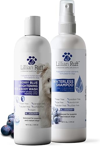 Miniatura 11 de Lillian Ruff PRO Formula Berry Blue Brightening Champú para mascotas – Champú blanqueador profesional ultrahidratante para perros, potenciador