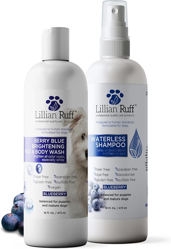 Shampoo Berry Blue para Cães e Gatos Lillian Ruff para Higiene e Tosa