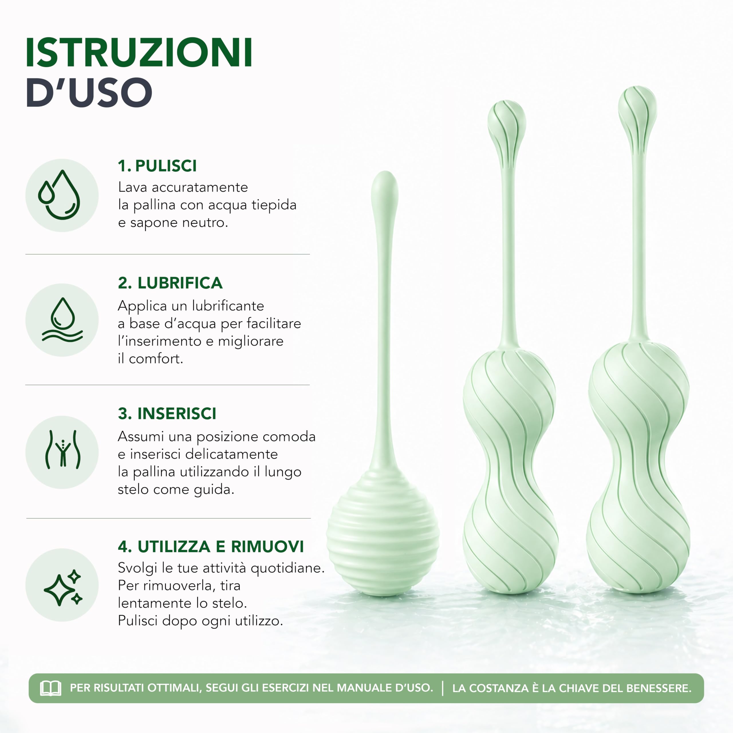 AIESI® Palline di Kegel donna per esercizi del pavimento pelvico GRAVIFLEX INTIMA, Dispositivo Medico Certificato, Garanzia Italia 24 mesi