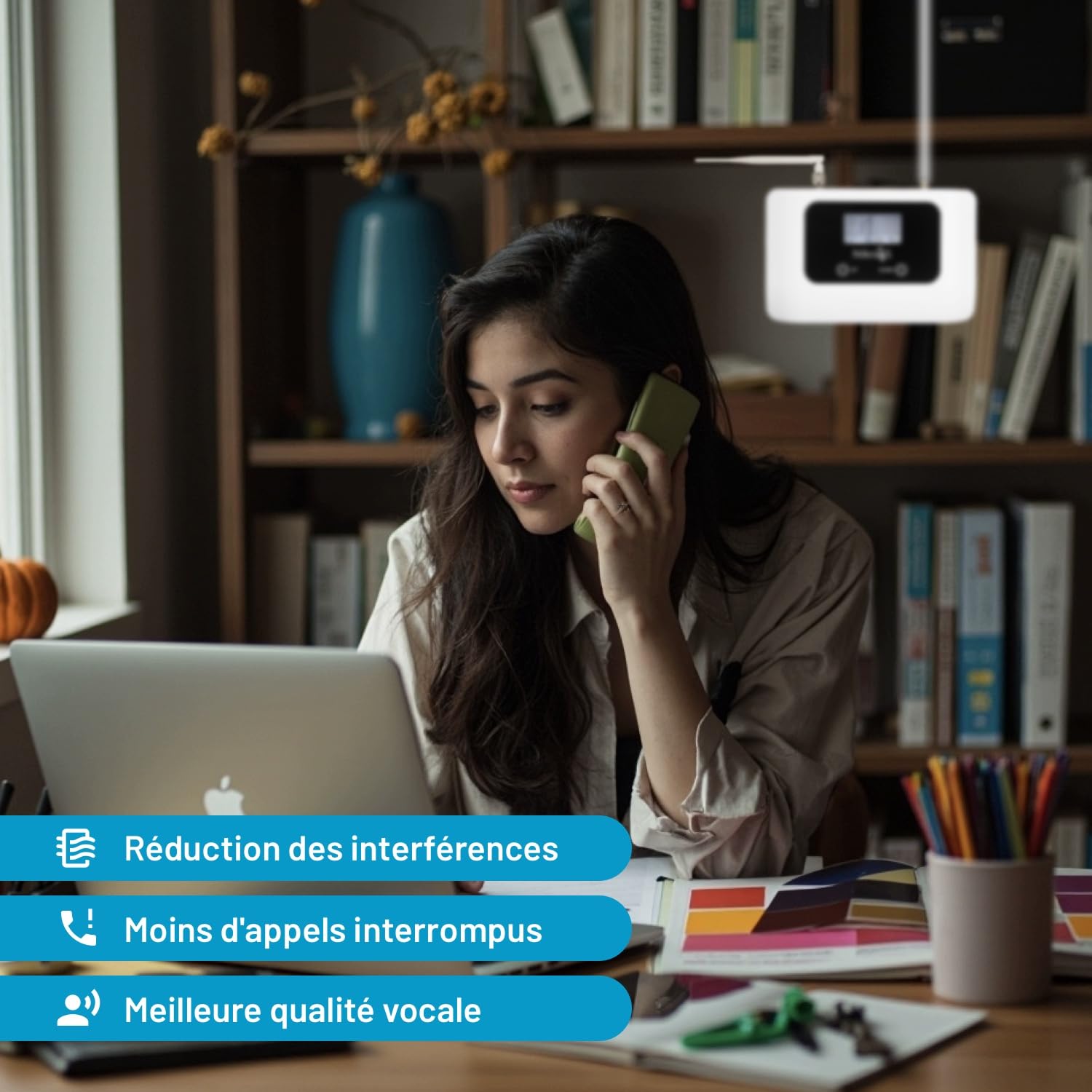 Amplificateur 4G/5G – Bande 1 (2100 MHz) – Répéteur Réseau 4G pour Maison ou Bureau Jusqu’à 150 m² – Compatible Orange, SFR, Bouygues, Free etc. – Certifié CE & RoHS – Multi-Appareils