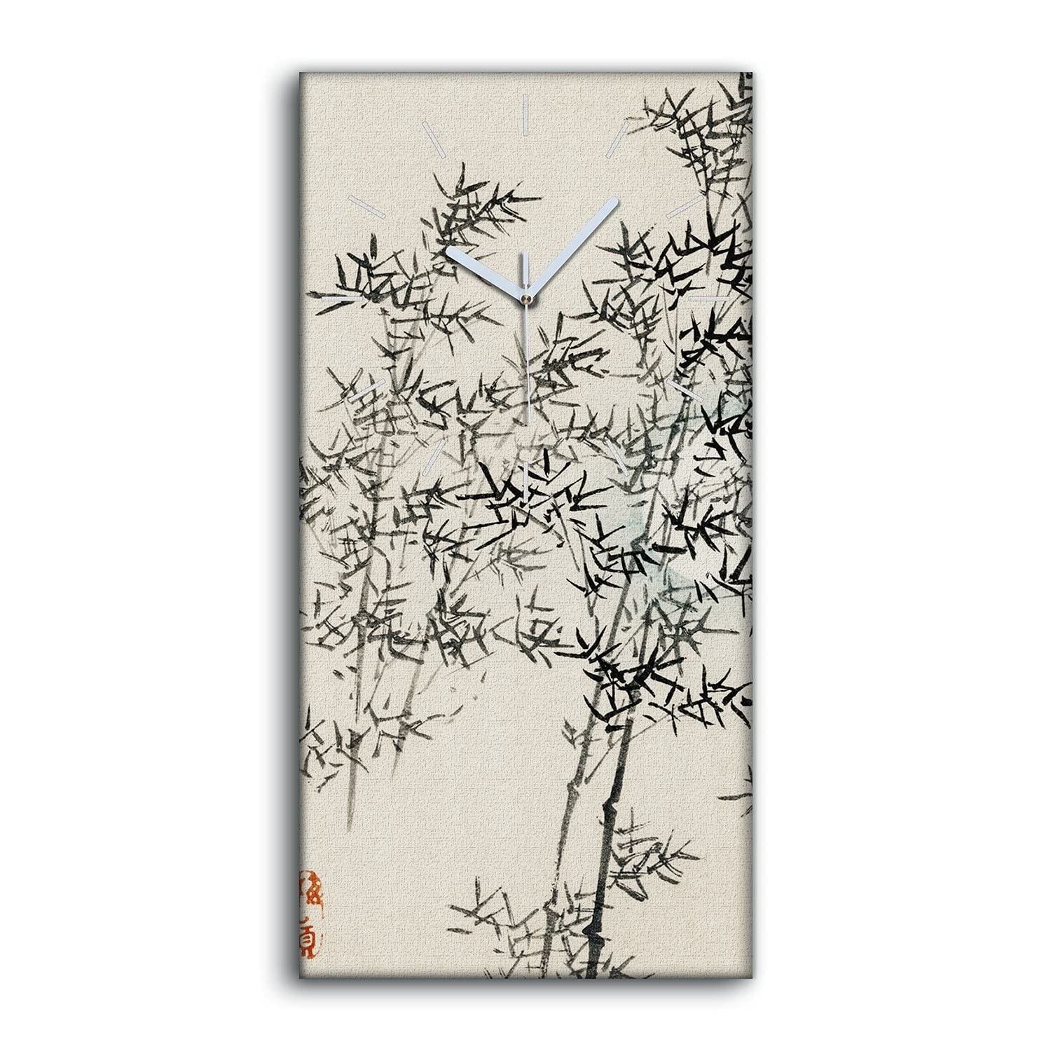 Horloge sur Toile Arbre Asiatique 30x60cm de Salon sans Tic-Tac