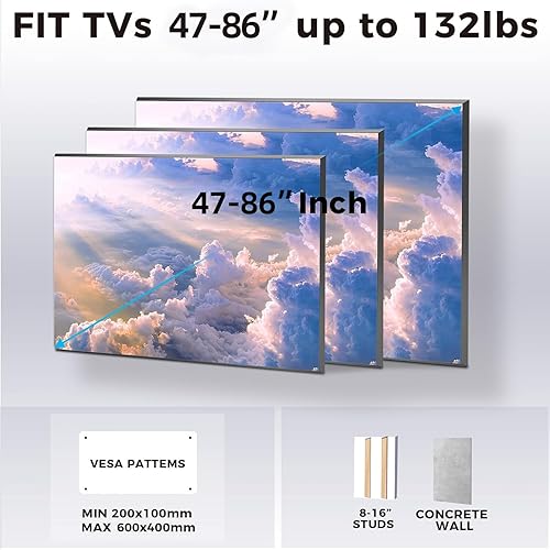 Miniatura 5 de Soporte de TV resistente a la intemperie para TV de 47 a 86 pulgadas, soporte de pared para televisores de movimiento completo con nivelación de