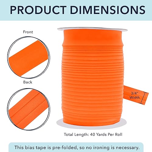 Miniatura 153 de Mandala Crafts Cinta al bies de un solo pliegue de 5/8 pulgadas para coser, acolchar, tuberías, dobladillo, manta y encuadernación de colcha, cinta