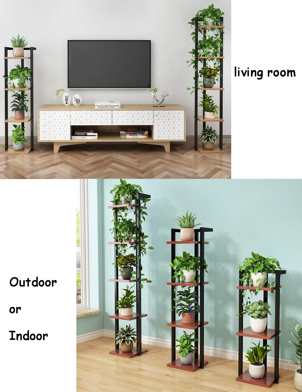 Espositore per fiori in vaso da 4 piantine con fioriera da esterno in metallo Piantane da appoggio in ceramica per fiori da interno con portafiori per esterno / interno 4 Supporto per vasi di fiori