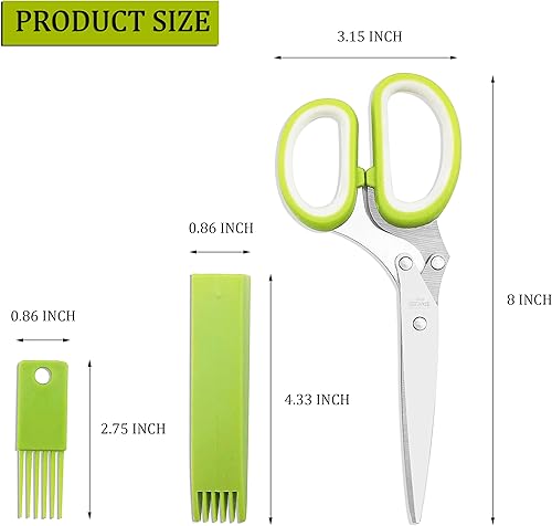 Miniatura 9 de Paquete de 2 tijeras para hierbas tijeras para hierbas con 5 cuchillas y cubierta tijeras de cocina de hoja múltiple para cortar triturar y cocinar
