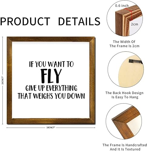 Miniatura 2 de Letrero de marco con texto en inglés "If You Want to Fly Give Up Everything That Weighs You Down", letreros para decoración de pared, versículo