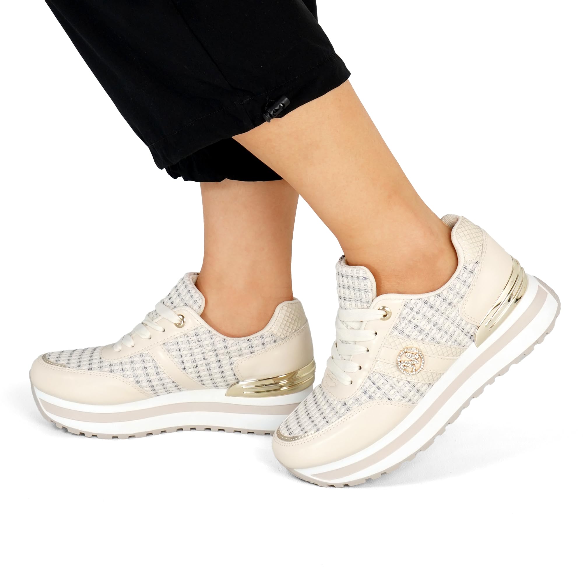 JOMIX Zapatillas Mujer Plataforma Deportivas Cuña Cómodas Ligeras Transpirables Casual Caminar Malla Trabajo