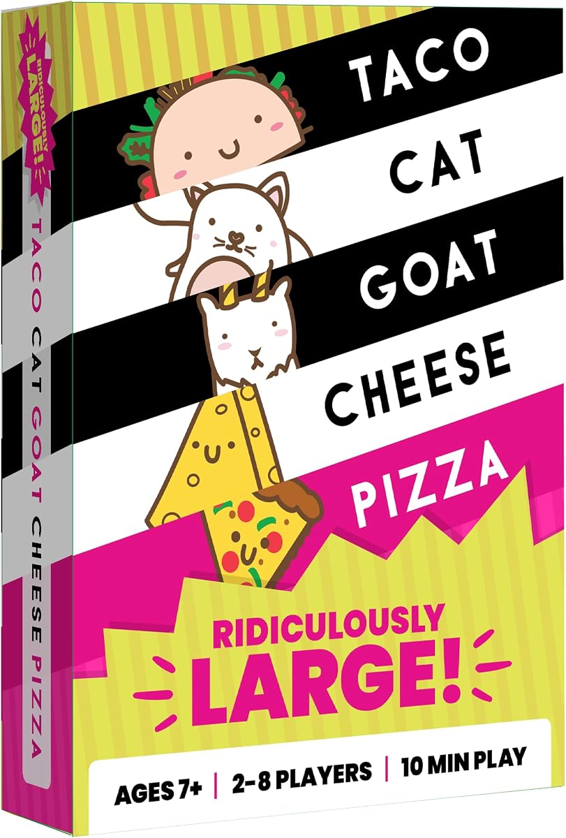 Taco Cat Goat Cheese Pizza Ridiculously Large Edition Wildly Entertaining Oversized Card Game for Family Game Night | Easy to Play 10 Min Rounds | for Kids, Teens, Adults, and Families | 2-8 Players | Ridiculously Large Edition feauturing oversized 8.5 x 6 inch cards, for family game night, 10min rounds, Ages 7+, 2-8 Players