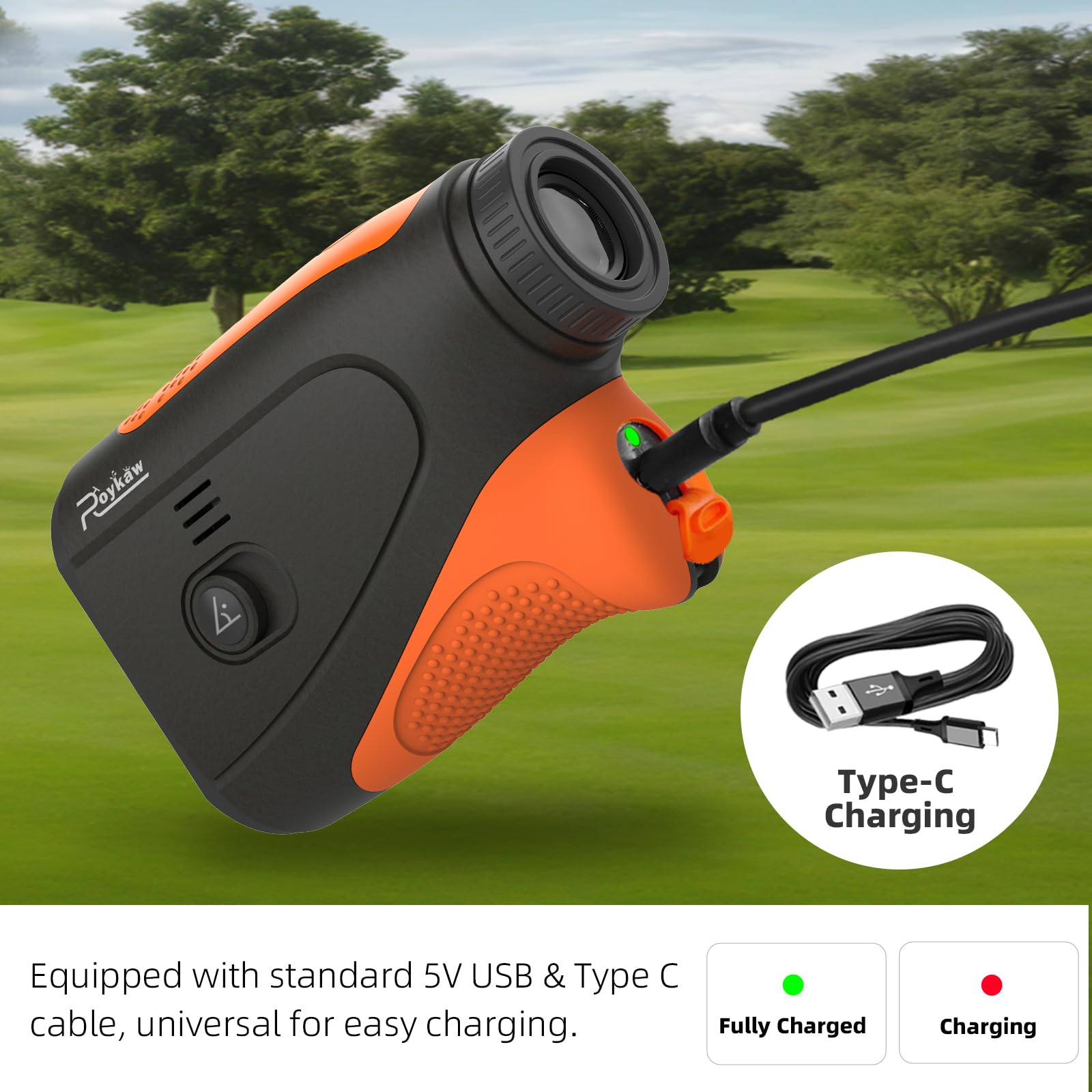 Roykaw Télémètre de golf avec pente, annonce vocale, télémètre laser de 1 200 mètres, vibration de verrouillage de mât, grossissement 7x, vue HD, avec aimant, facile et pratique
