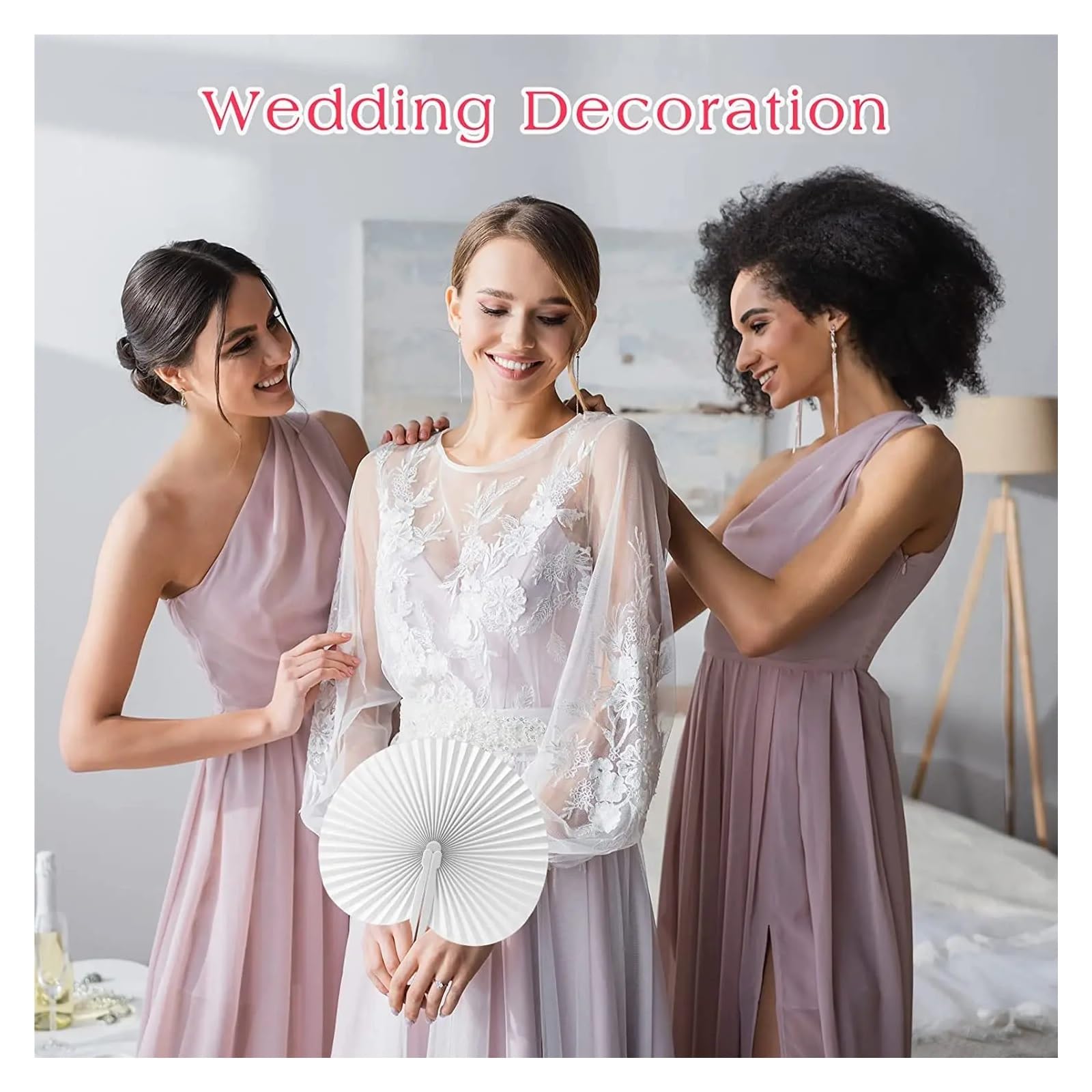 Papier FaltfäCher 15/30/50cs Herzform Runder Faltfächer Blanko Papier Handfächer mit Kunststoffgriffen DIY Malerei Geburtstag Hochzeit Party Dekor(Circular,50Pcs)