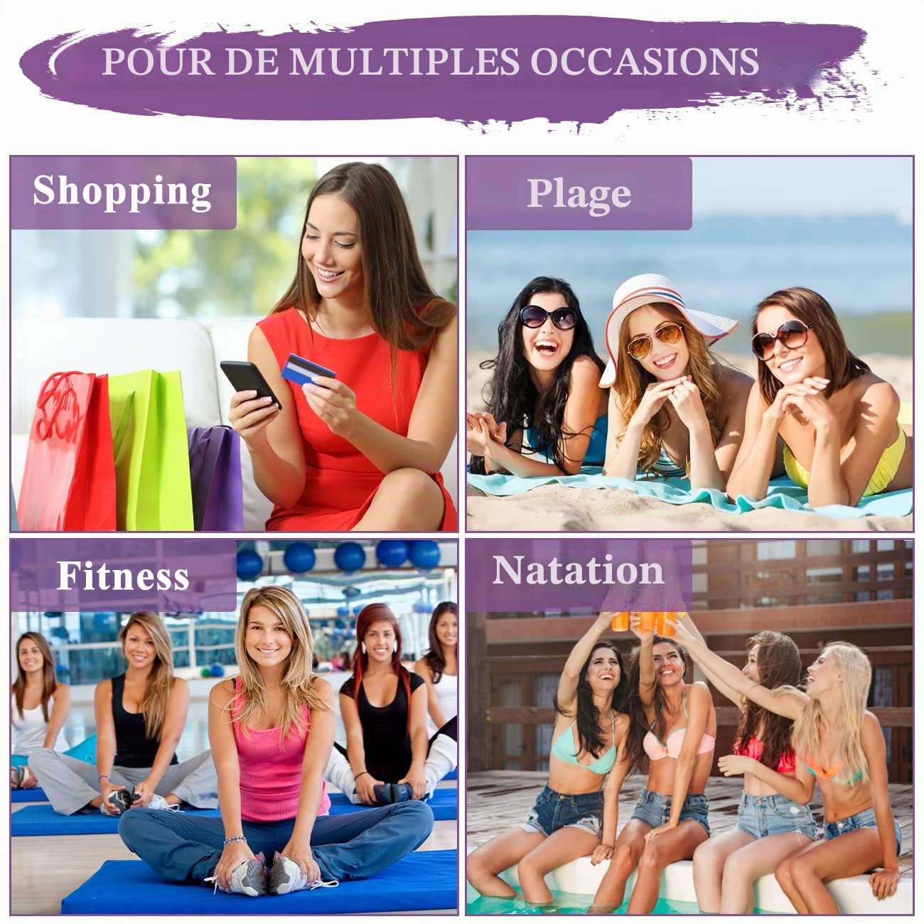 Sac de Plage Femme, VASCHY Multi-Poches Grand 17,3L Cabas Femme d'Été Pliable Léger Résistant à l'Eau Sac Fourre-tout Zippée Tote Bag pour Vacances Voyage Piscine Shopping Gym