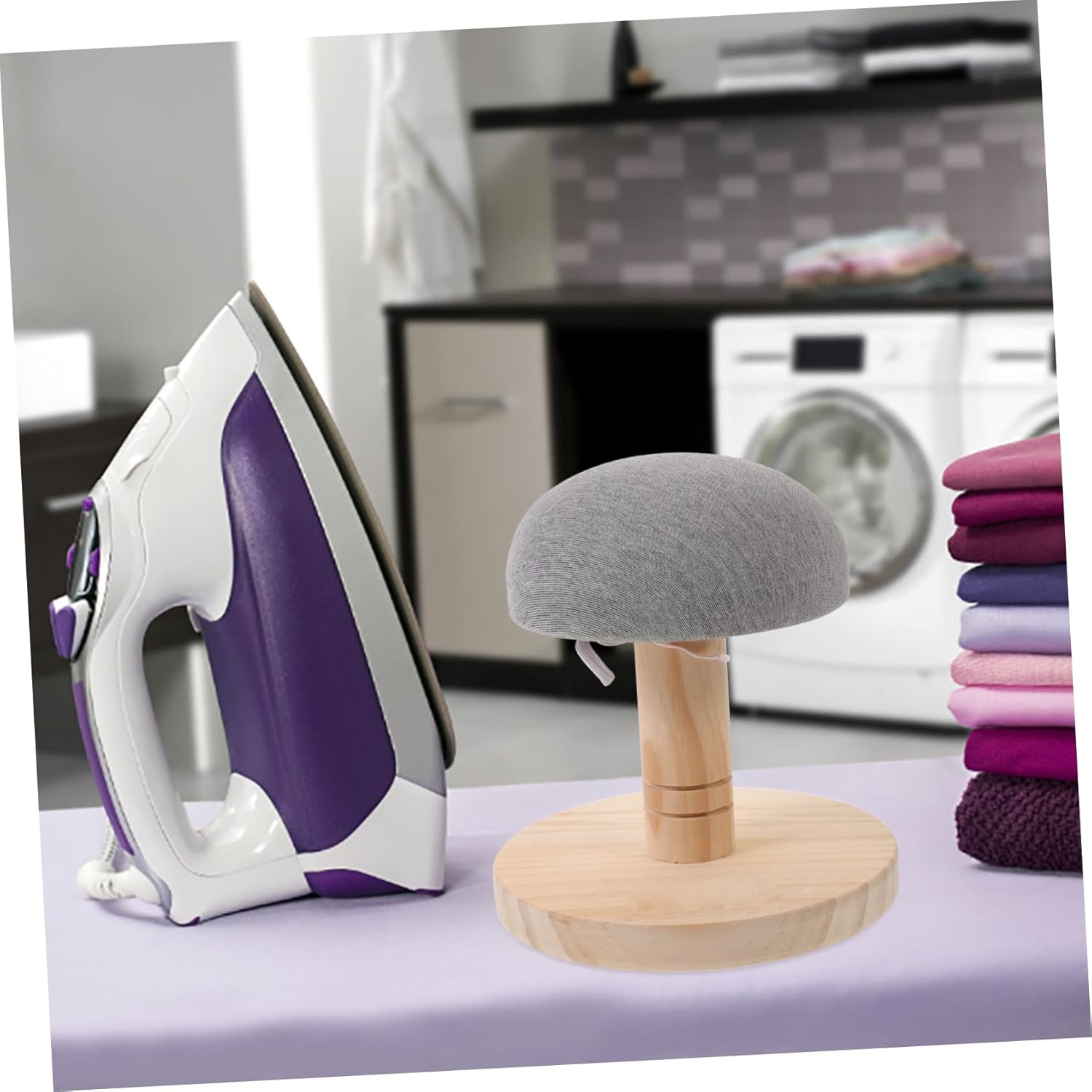 Ironing Pad Heat Resistant Cover Wooden Ironing Stool for Clothes Random Gray-White Design