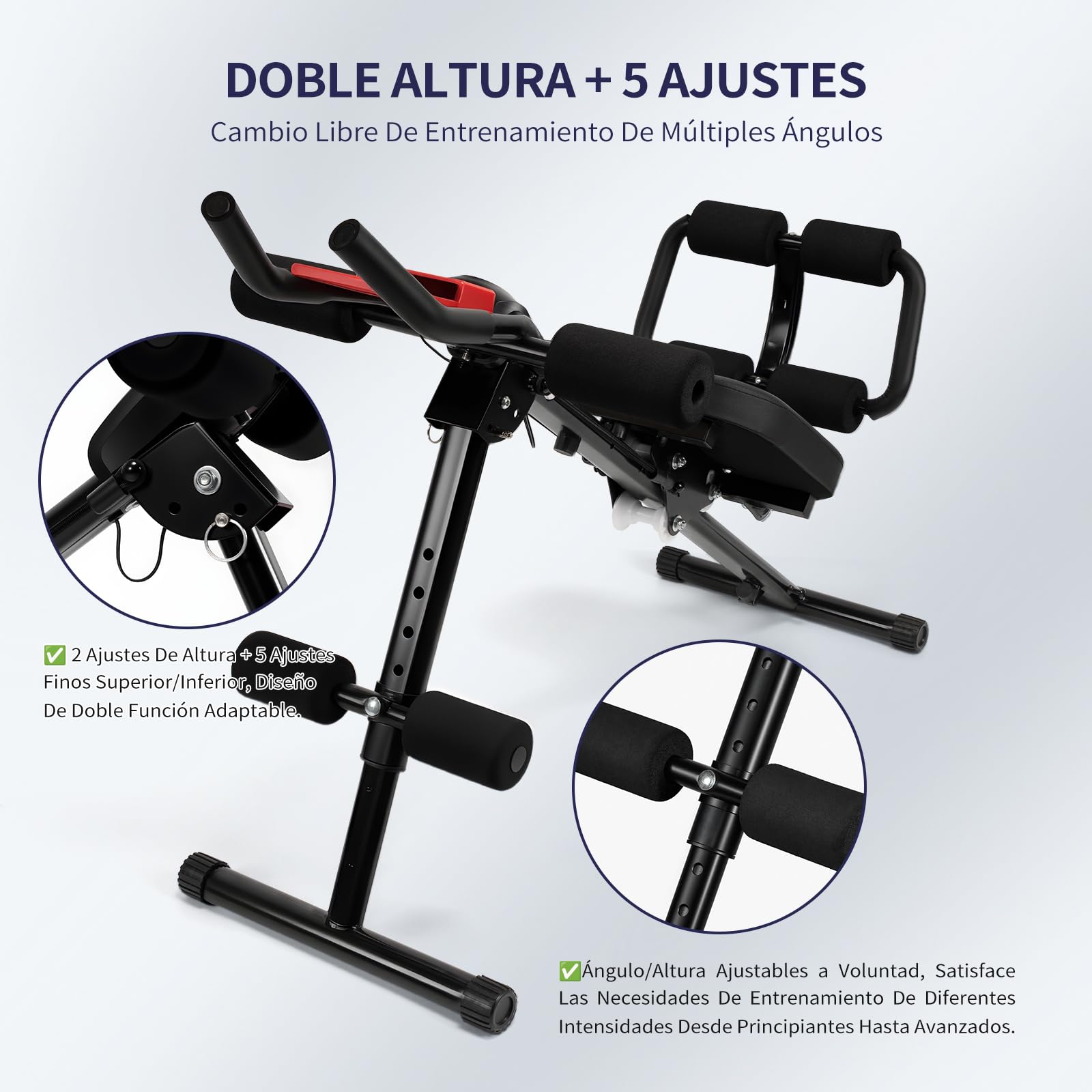 Entrenador Abdominal Multifuncional Plegable con Pantalla LCD, Cojín Acolchado Extra Grueso, Empuñaduras Antideslizantes de Espuma, para Ejercicios de Abdominales y Bíceps en Casa