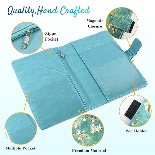 Miniatura 6 de Libreta para camarera de cuero para camarera, organizador de libro con bolsillo con cremallera, lindo libro de camarero con cierre magnético, diseño