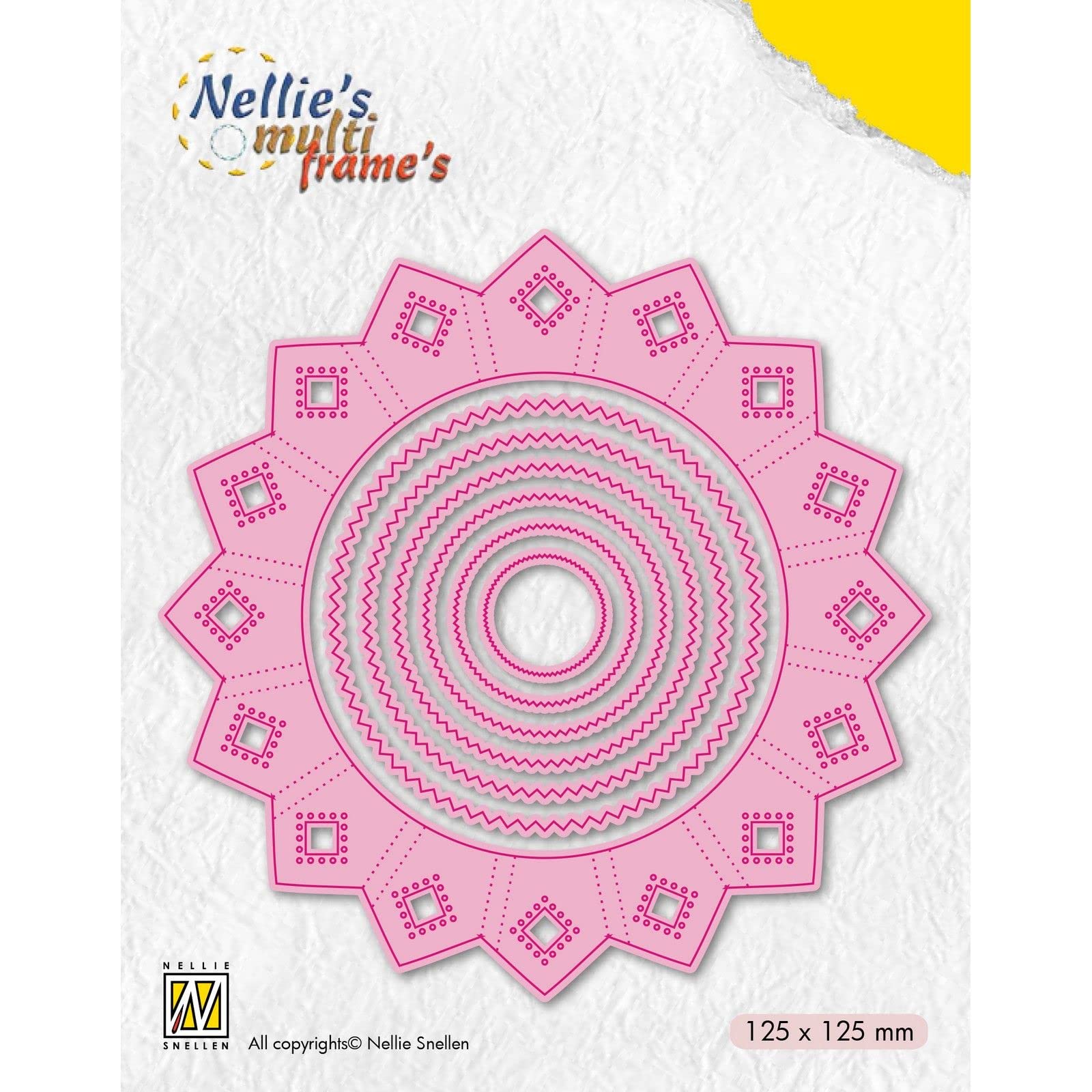Nellie's Choice Nesting, Flower Circle Multi Frame, 12.5 x 12.5 cm, 7 Cutting, Card Making Supplies, Metal Dies for Scrapbooking, DIY and Paper Crafts, Pink, 125x125mm