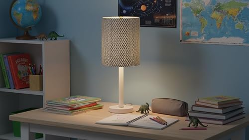 Miniatura 10 de Aspen Creative 31609A - Pantalla de lámpara de construcción de araña con forma de tambor contemporáneo (cilindro) en tejido blanco y negro, 8