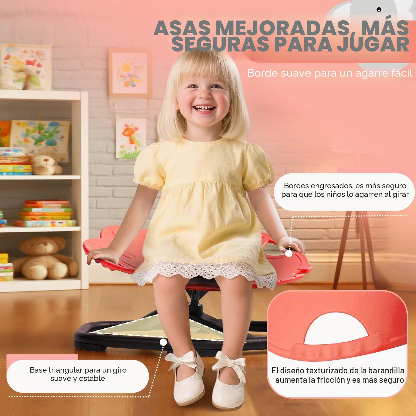 Carrusel Autismo Silla giratoria para niños con asa, silla giratoria sensorial de 360°, juguete para autismo, TDAH herramienta de entrenamiento, coordinación física y equilibrio, silla de equilibrio