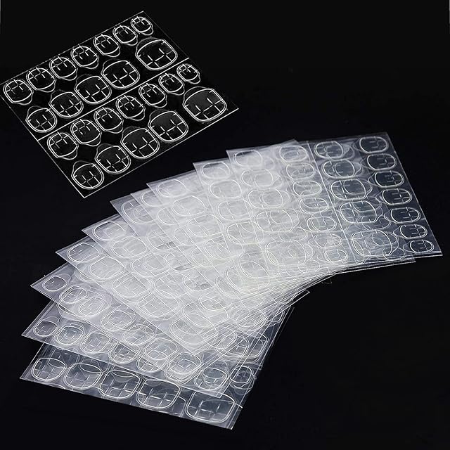 ILamourCar 240Pcs False Nails Stickers Double-side Glue Nail Sticker Adhesive Nail Tabs False Nail Glue Stickers Transparent Fake Nails Tips Tapes for DIY Nail Art Decoration (10 Sheets)