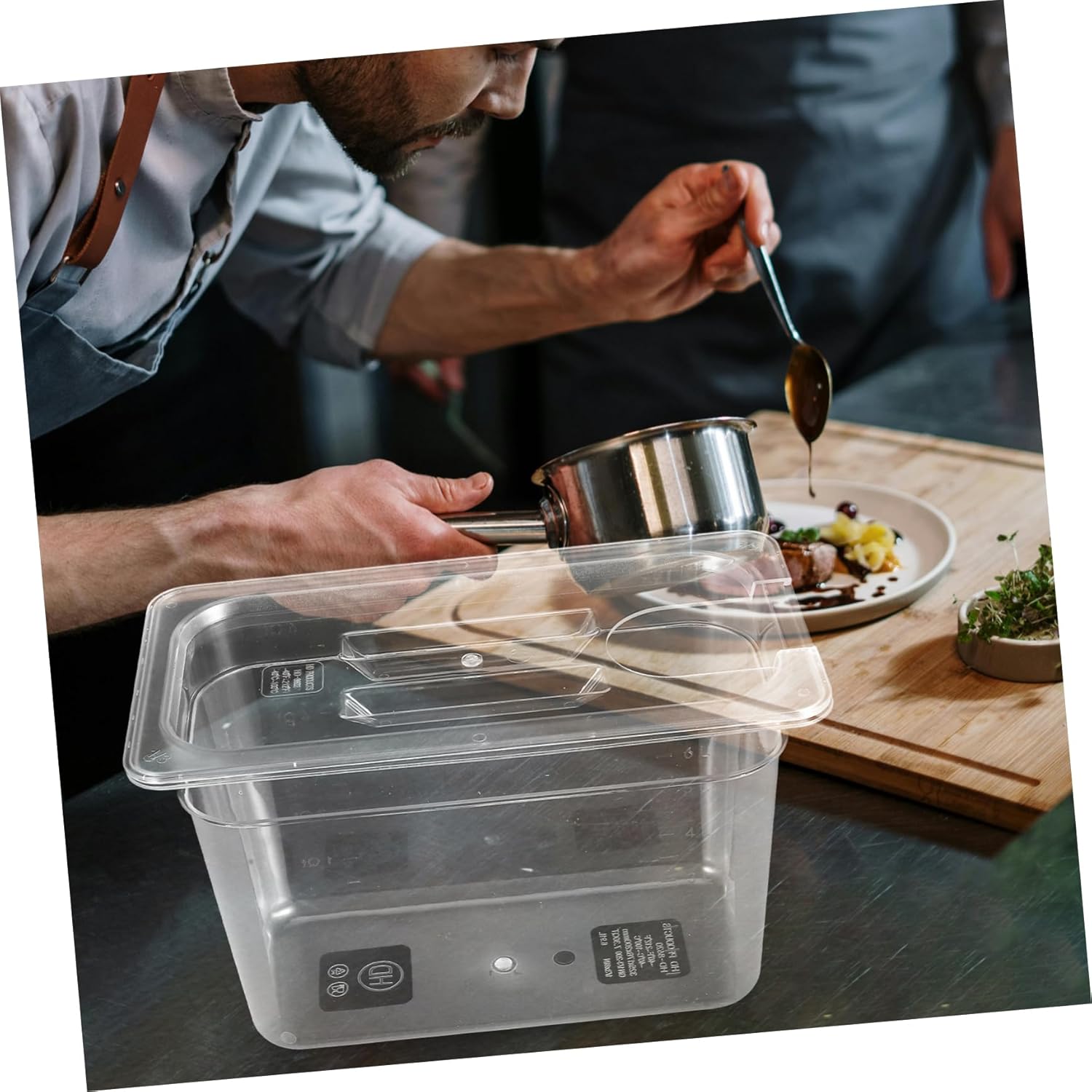 1Pc Transparent Slow Cooker Storage Container Sous Vide Storage Clean and Design for Kitchen Use and Creative Food Storage