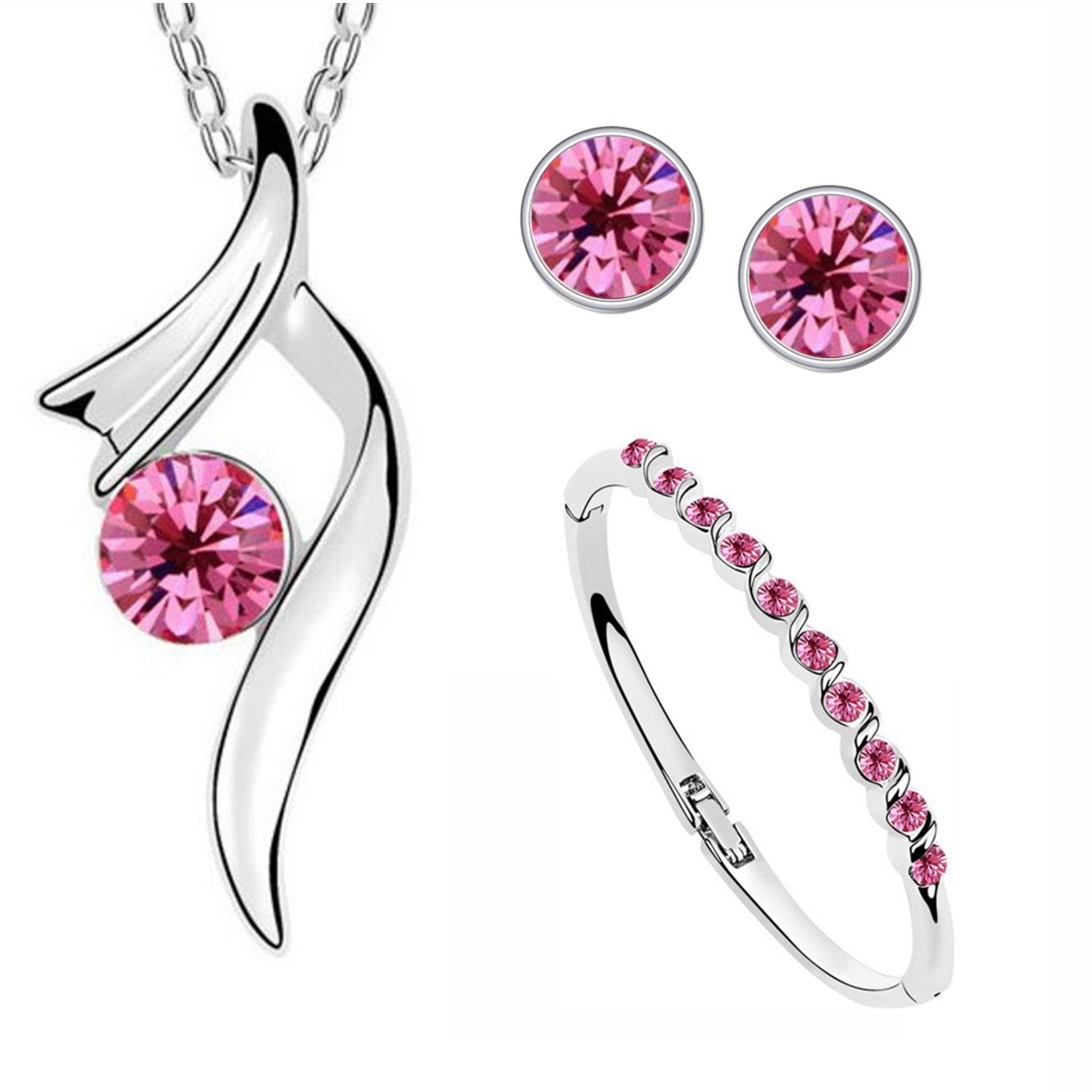 Valentine Gift Om Jewells Crystal Jewellery Combo Set Of Aqua Blue Crystal Necklace Set And Bangle Bracelet Suited For Girls And Women CO1000035C (B06XKQV796) Amazon Price History, Amazon Price Tracker