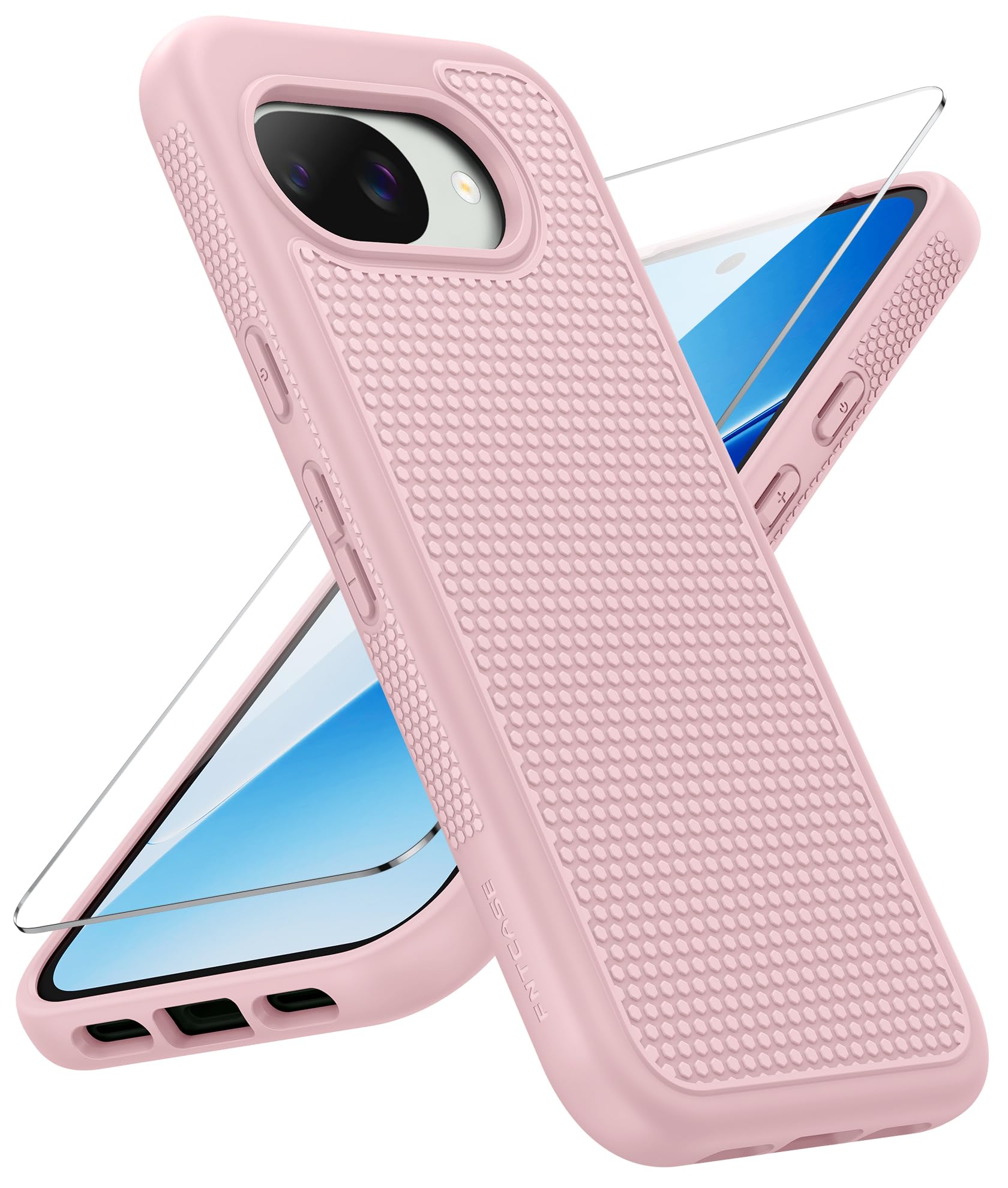 FNTCASE for Google Pixel 10A Case: Soft TPU Non Slip Shockproof Cover Pink | 14FT Military Grade Drop Protection, Matte Textured Protective Phone Cases With Screen Protector, for Daily Use, Pink