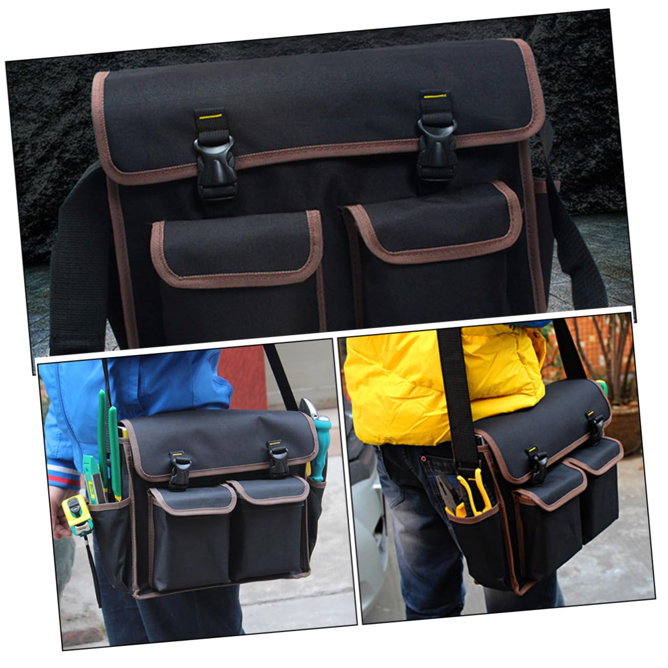 Bolsa de Herramientas para Electricistas Negra de Lona, Organizador