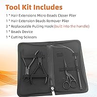 Vista 2 de Kit de herramientas de extensión de cabello, extensiones de cabello, extensiones de cabello, alicates para cerrar y quitar cuentas de microenlace