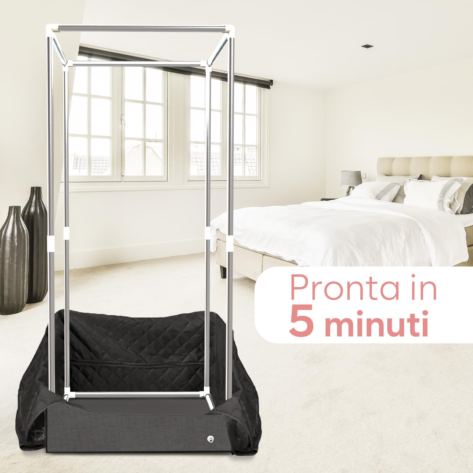 Adamson Sauna Indoor - Sauna a Vapore per casa - Tenda Sauna per Il Relax nella Spa di casa - unità Vapore da 2,6L 1000W - Sedia - Telecomando - Massaggiatore per i Piedi - Nylon Nero