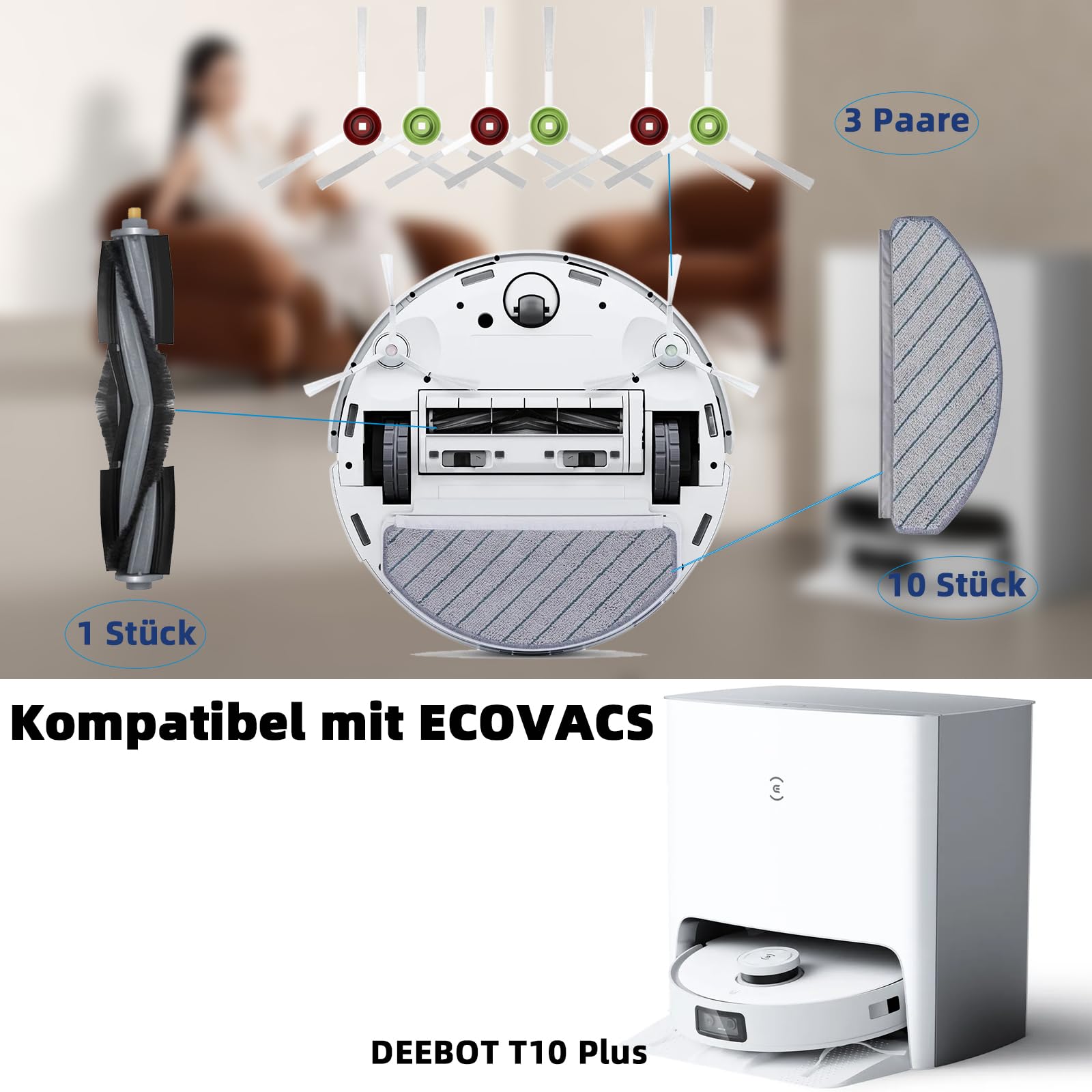 8 Stück Staubbeutel Zubehörset für Ecovacs Deebot T10 Plus/Ecovacs 8 Stück Staubbeutel Zubehörset für Ecovacs Deebot T10 Plus/Ecovacs