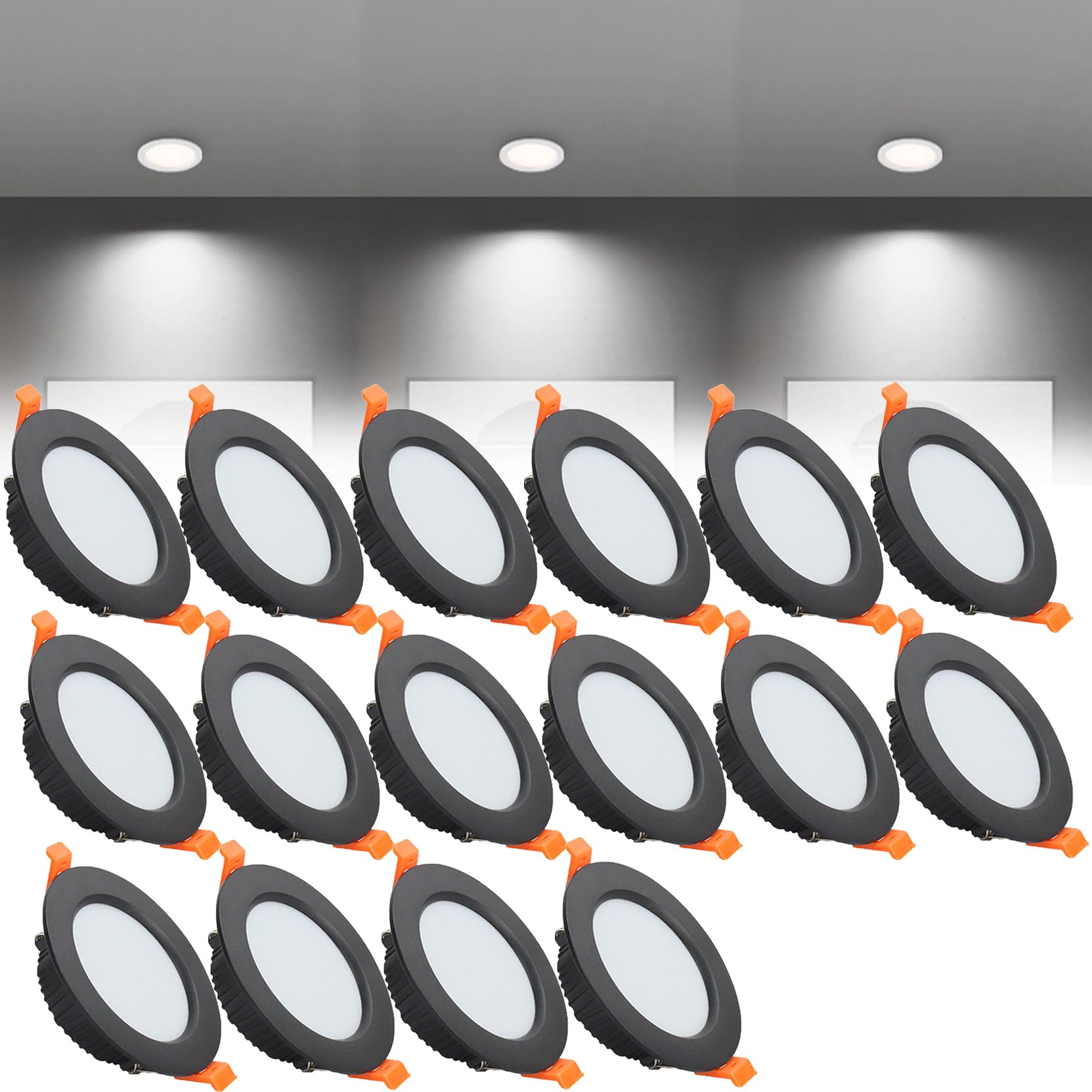 Syibelters 7W LED Recessed Ceiling Lights 108mm Cold White 6000K 7W 240LM, Cut Φ80-90mm, AC110-240V Ultra Slim Downlights, LED Panel Light for Living Room Hallway, 16 Pack