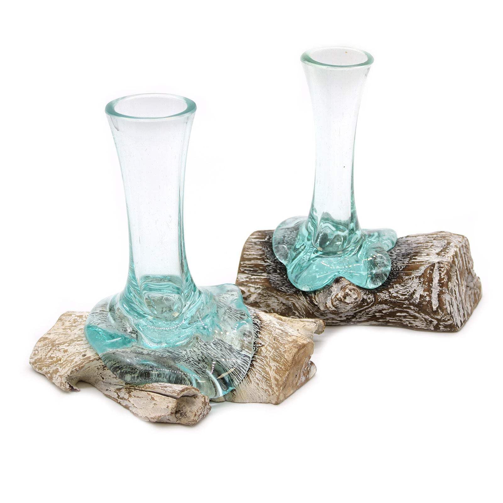 Ancient Wisdom Molten Glass On Whitewash Wood - Vase - Small