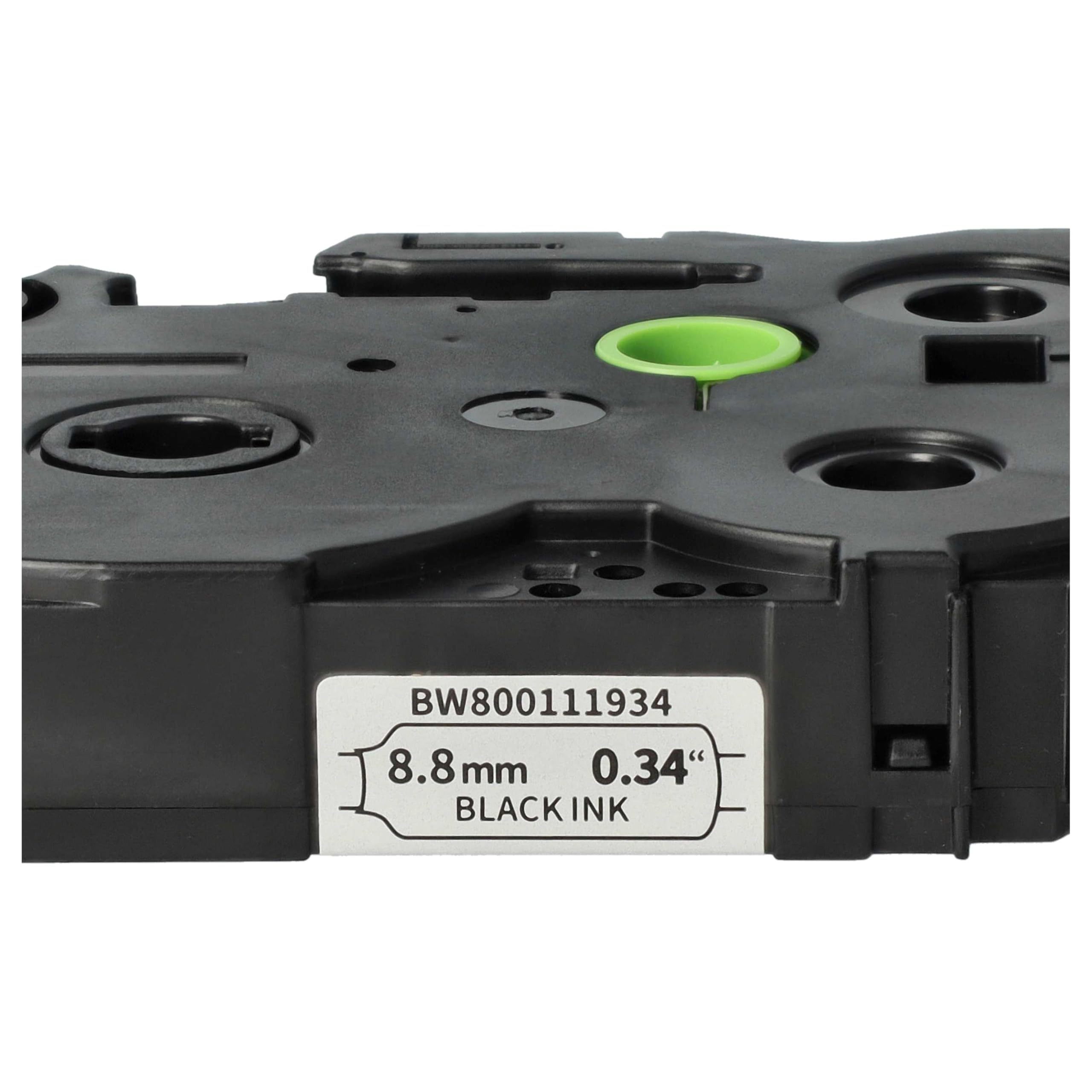 vhbw 5x taśmy kompatybilne z drukarką etykiet Brother P-Touch PT-E550 czarno-białe, kaseta z tuleją termokurczliwą, 8,8 mm