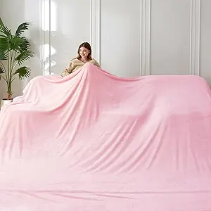 COOVA Oversized King Fleece Blanket 120x120 inches, Soft Cozy Warm Giant Extra Large 10'x10' Blanket for Bed, Sofa, Couch,Travel, Camping, California Huge Flannel Big Throw Blanket, Pink