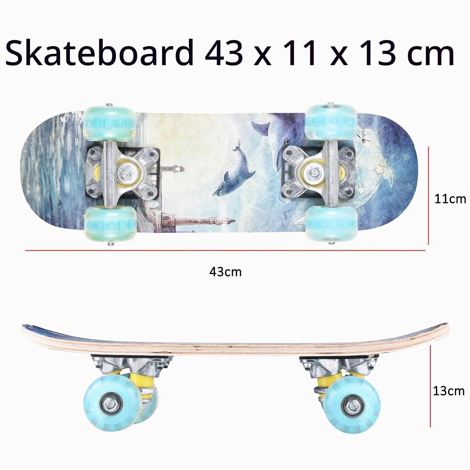 ERNAN Skateboard Completo per Principianti. Skateboard completo da 17 * 5 pollici. Double Kick Deck Concavo con 7 strati per ragazzi, ragazze