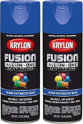 Krylon K02716007 Fusion - Pintura en aerosol todo en uno para uso en interiores y exteriores, azul patriótico brillante, 12 onzas (paquete de 2) disponible en Yaxa Costa Rica