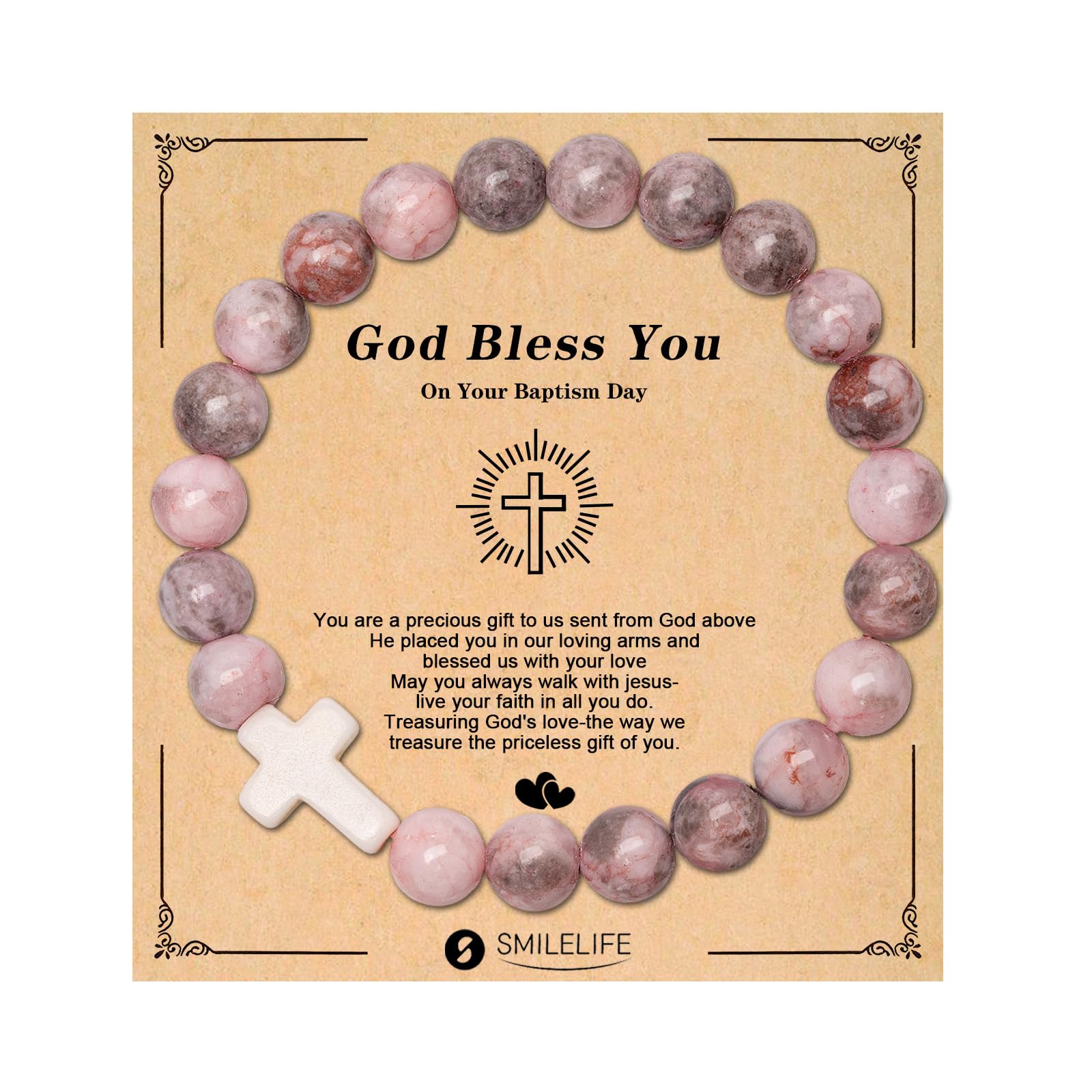 Smilelife Cross Bracelets for Girls Boys Baptism Communion Confirmation Gift Christian Bracelets Easter Basket Stuffers
