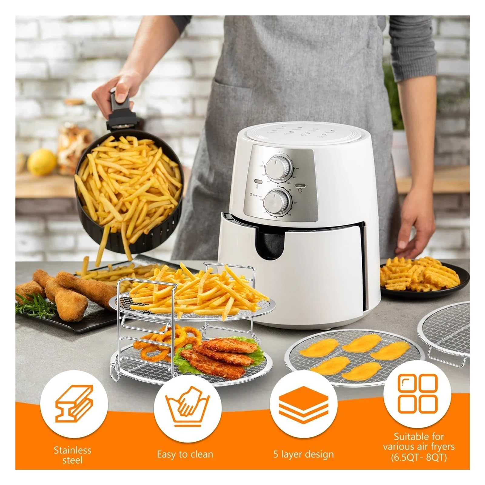 Supporto Pizza Metallo Griglia di raffreddamento for teglia for pizza 3 in 1 a 5 strati