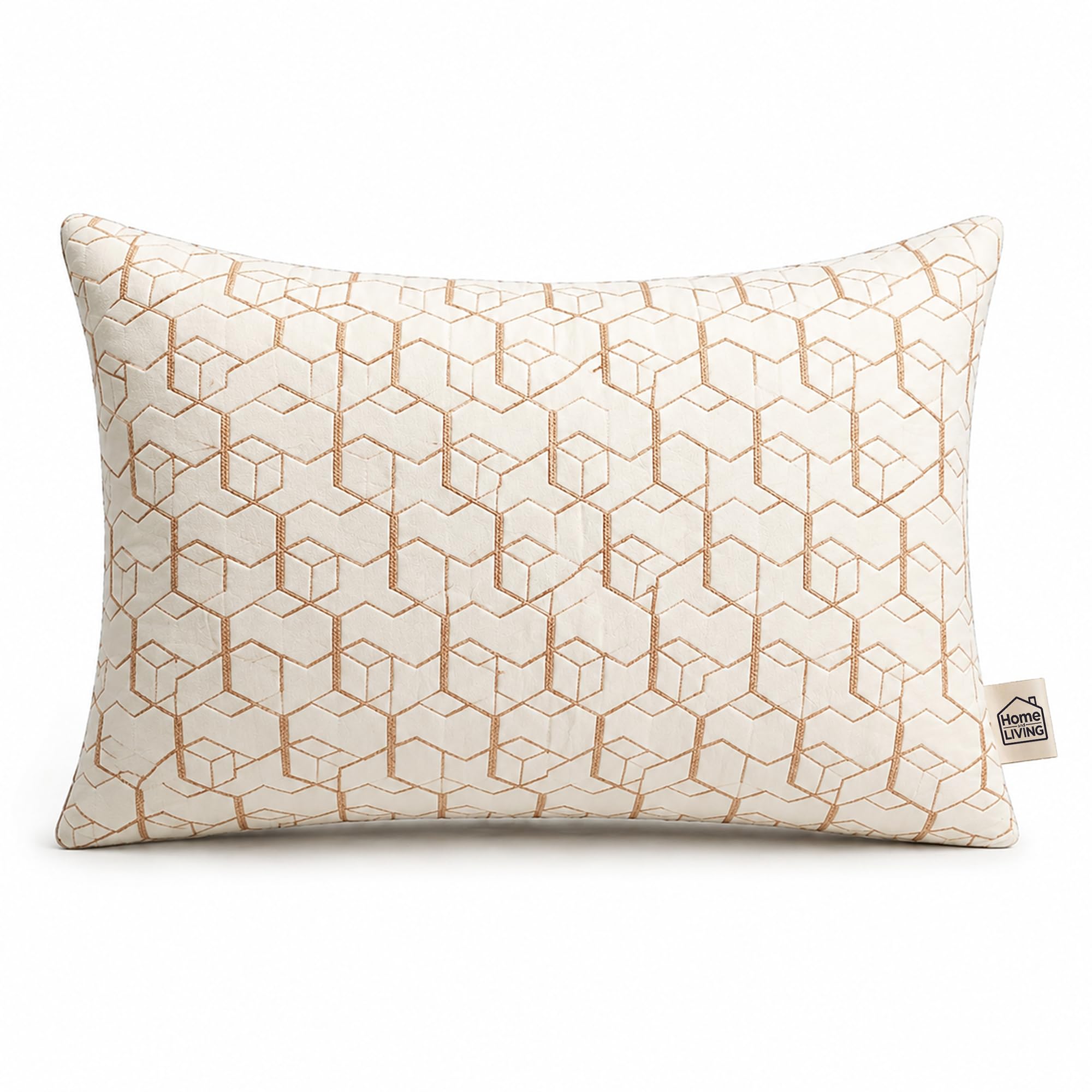 Home and Living® Copper Infused Pillow, Single Hotel Quality Luxury Crushed Memory Foam Bed Pillow with 3D Hexagon Pattern & Removable Zipped Cover, Standard UK Size
